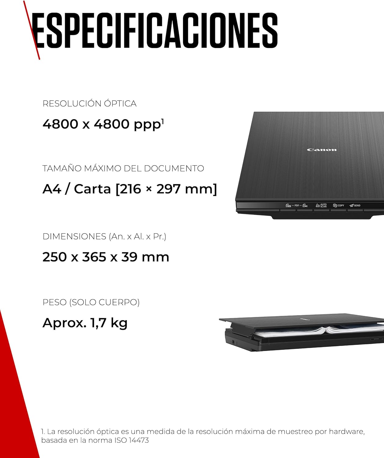Imagen de Canon CanoScan LiDE 400 Escáner Plano, A4, Documentos y Fotografías, Escaneo y Copia Automática, Alta Resolución 4800 x 4800ppp, Escaneo de Alta Velocidad, Negro