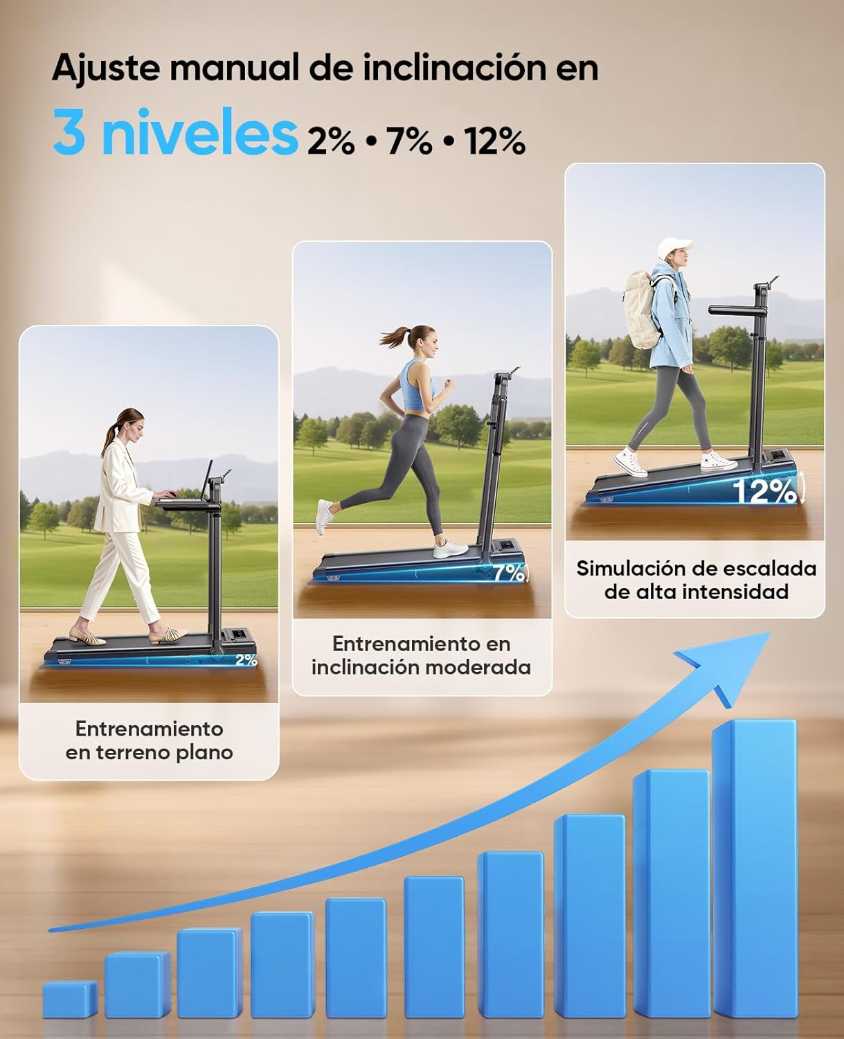 Imagen de Cinta de Correr Plegable, 6 en 1 Cinta de Correr con Inclinación 3 Niveles, Motor 3.0 HP, Velocidad 1-12 km/h, Manillar Extensible 15 cm, Cinta de Andar con Cinta RGB, App, Carga 150 kg