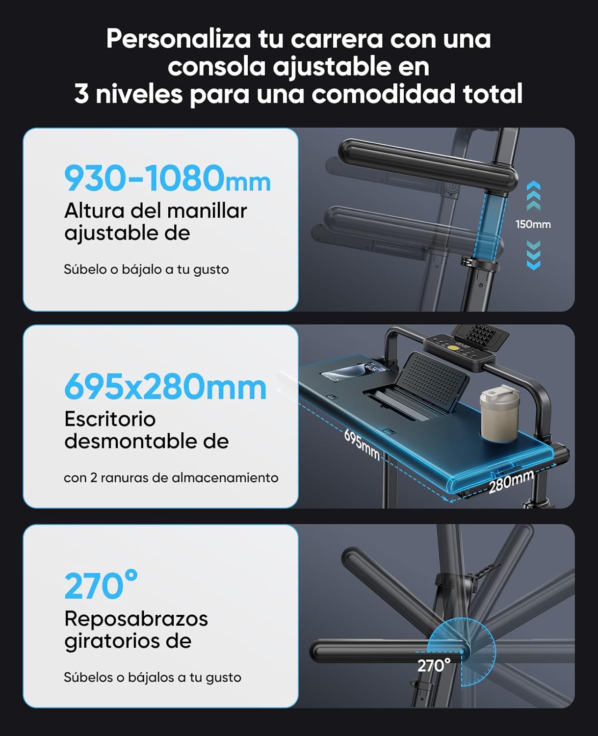 Imagen de Cinta de Correr Plegable, 6 en 1 Cinta de Correr con Inclinación 3 Niveles, Motor 3.0 HP, Velocidad 1-12 km/h, Manillar Extensible 15 cm, Cinta de Andar con Cinta RGB, App, Carga 150 kg