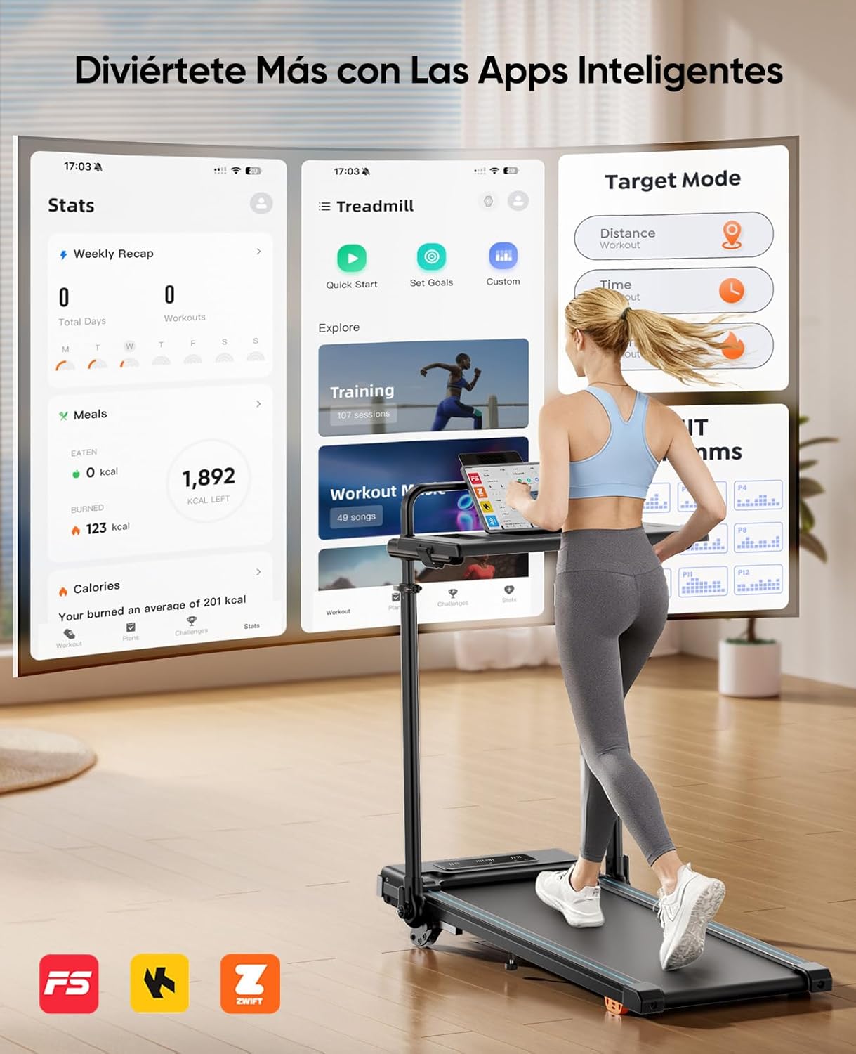Imagen de Cinta de Correr Plegable, 6 en 1 Cinta de Correr con Inclinación 3 Niveles, Motor 3.0 HP, Velocidad 1-12 km/h, Manillar Extensible 15 cm, Cinta de Andar con Cinta RGB, App, Carga 150 kg