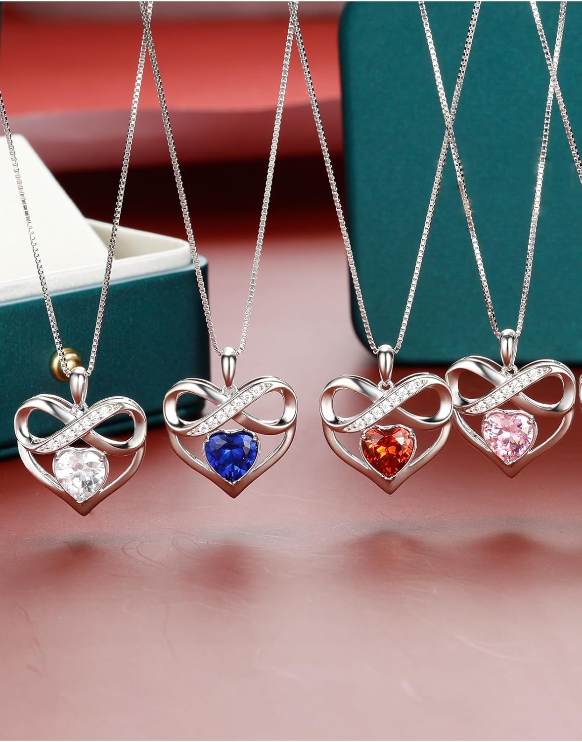 Imagen de Collar con colgante de corazón infinito, regalo para el día de la madre, para mamá, mujer, esposa, novia, aniversario, cumpleaños, Navidad, joyería, día de San Valentín para ella