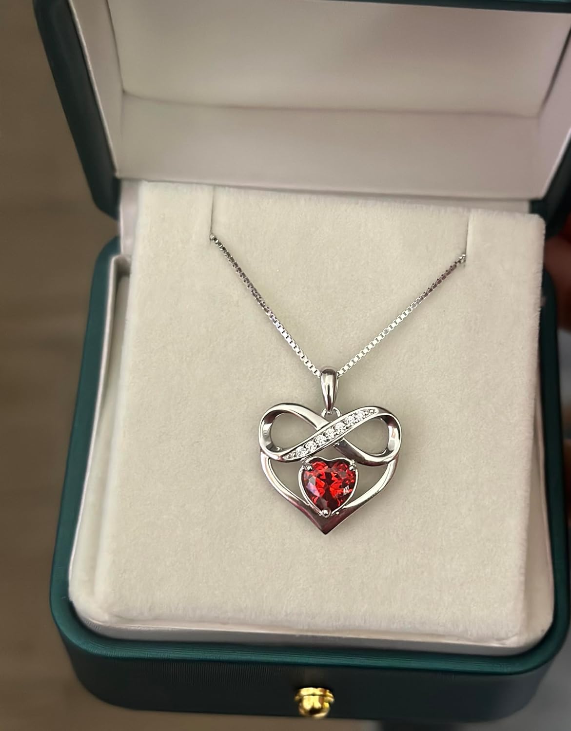 Imagen de Collar con colgante de corazón infinito, regalo para el día de la madre, para mamá, mujer, esposa, novia, aniversario, cumpleaños, Navidad, joyería, día de San Valentín para ella