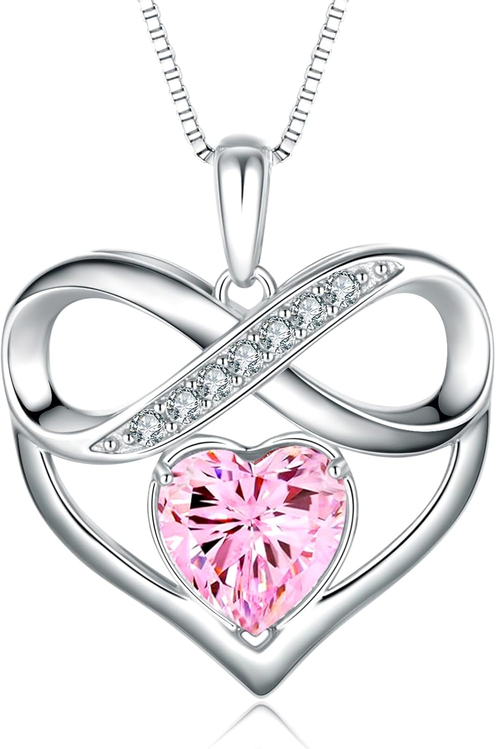 Imagen de Collar con colgante de corazón infinito, regalo para el día de la madre, para mamá, mujer, esposa, novia, aniversario, cumpleaños, Navidad, joyería, día de San Valentín para ella