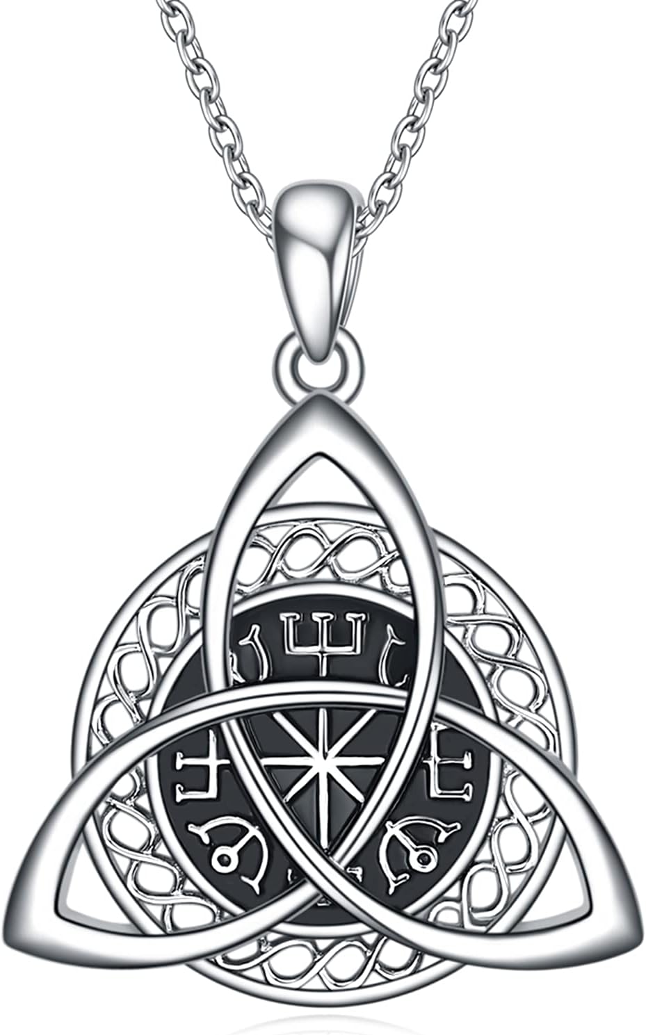 Imagen de Collar con Colgante Vikingo de Nudo Celta de Buena Suerte para Mujer Amuleto de Plata de Ley 925 Pulido Protección Joyería Vikinga Triskele