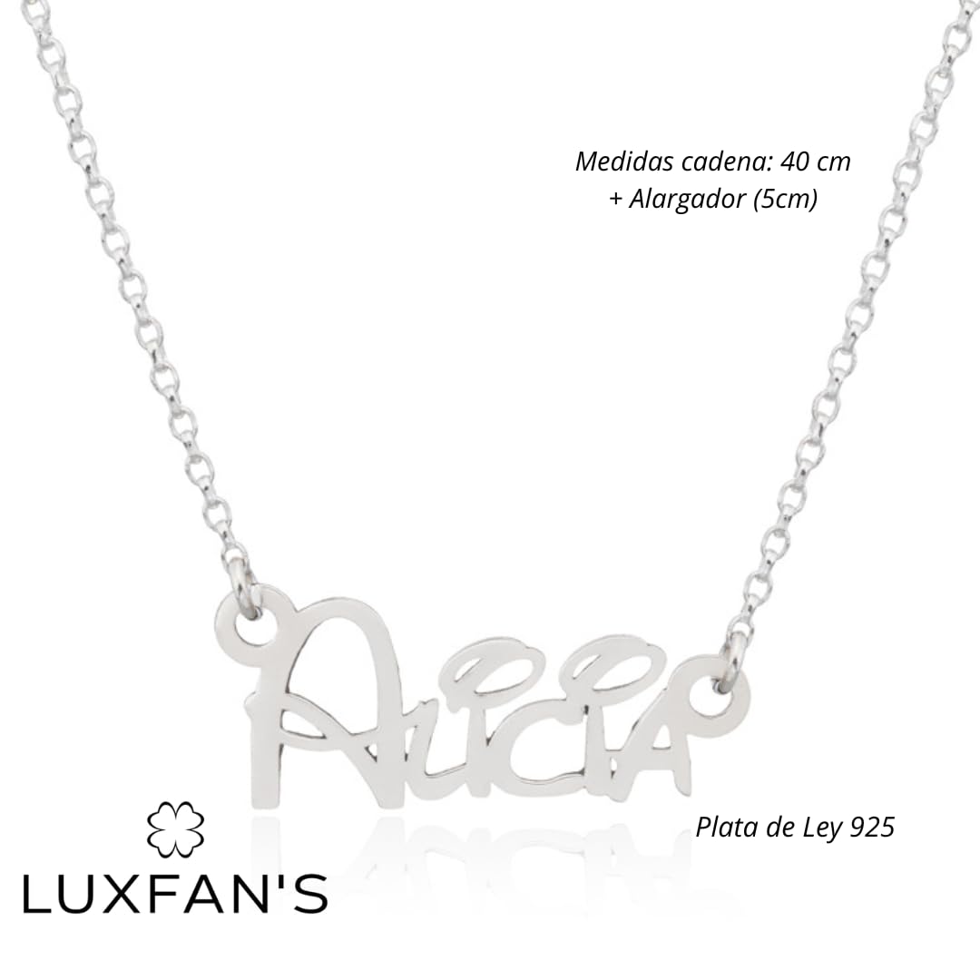 Imagen de Collar Personalizable con Nombre en Plata de Ley 925 para Mujer - Detalle precioso personalizado para regalo de Navidad, Día de la Madre, Cumpleaños Hecho en España (Walt)