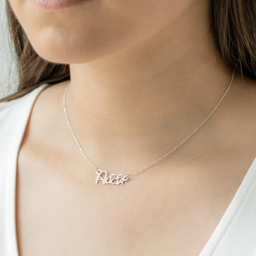 Imagen de Collar Personalizable con Nombre en Plata de Ley 925 para Mujer - Detalle precioso personalizado para regalo de Navidad, Día de la Madre, Cumpleaños Hecho en España (Walt)