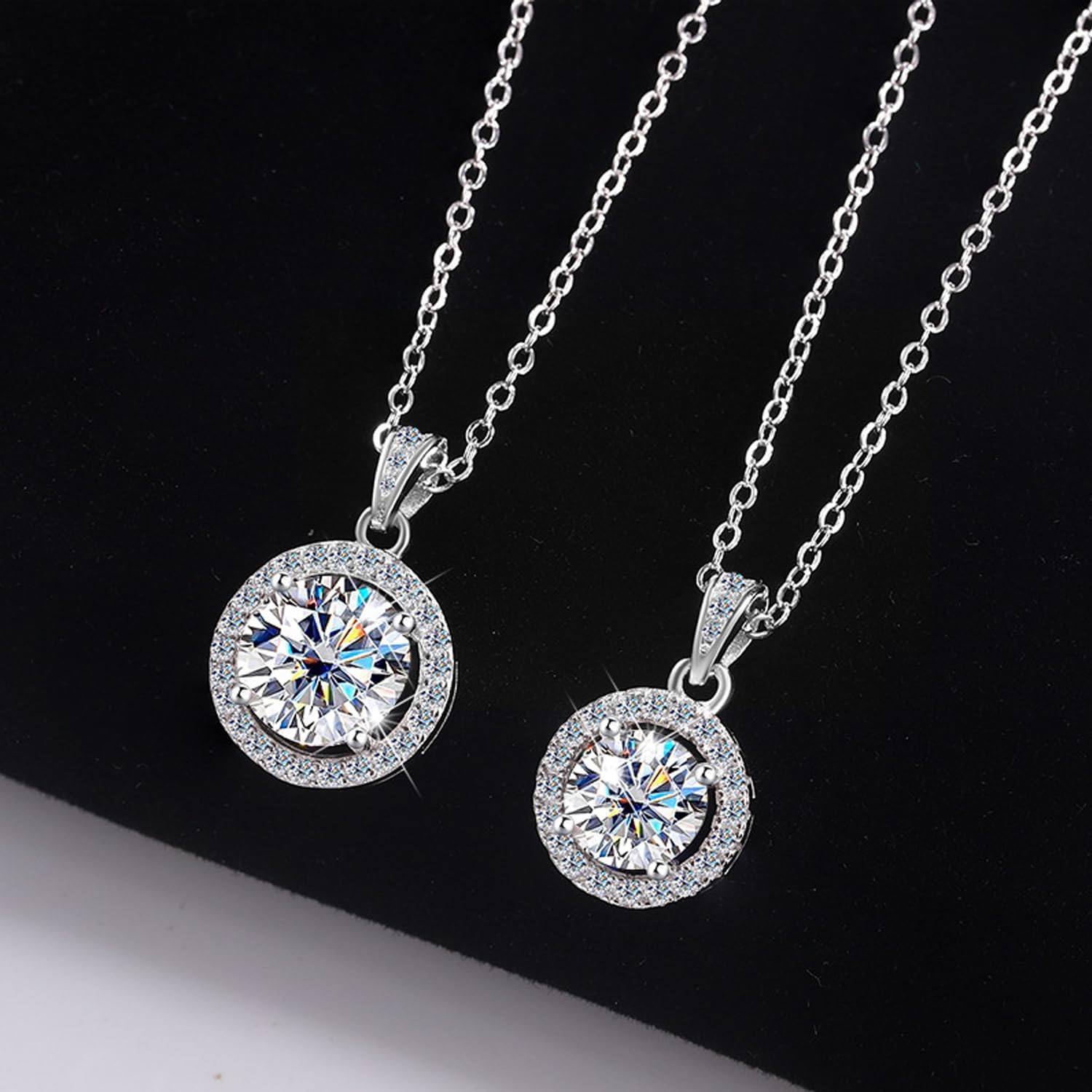Imagen de Collares de moissanita para mujeres, colgante de plata 925, diamante de moissanita de 1-2 quilates, producido en laboratorio, plata 925 recubierta de oro blanco de 18 quilates, joya de colgante.