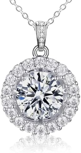 Imagen de Collares de moissanita para mujeres, colgante de plata 925, diamante de moissanita de 1-2 quilates, producido en laboratorio, plata 925 recubierta de oro blanco de 18 quilates, joya de colgante.