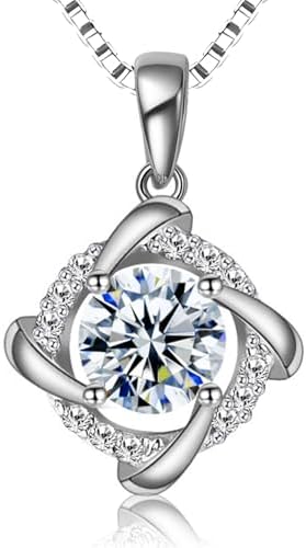 Imagen de Collares de moissanita para mujeres, colgante de plata 925, diamante de moissanita de 1-2 quilates, producido en laboratorio, plata 925 recubierta de oro blanco de 18 quilates, joya de colgante.