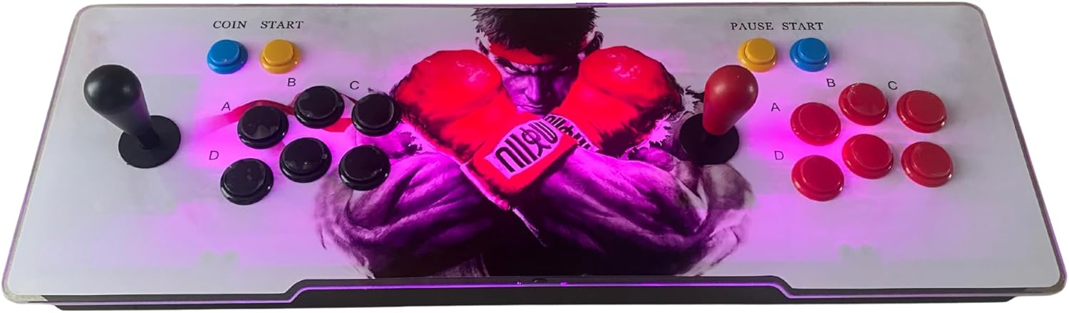 Imagen de Consola Arcade con 28000 Juegos Retro y Juegos 3D con LED Que cambian de Color y Sistema de Sonido y joysticks ovalados