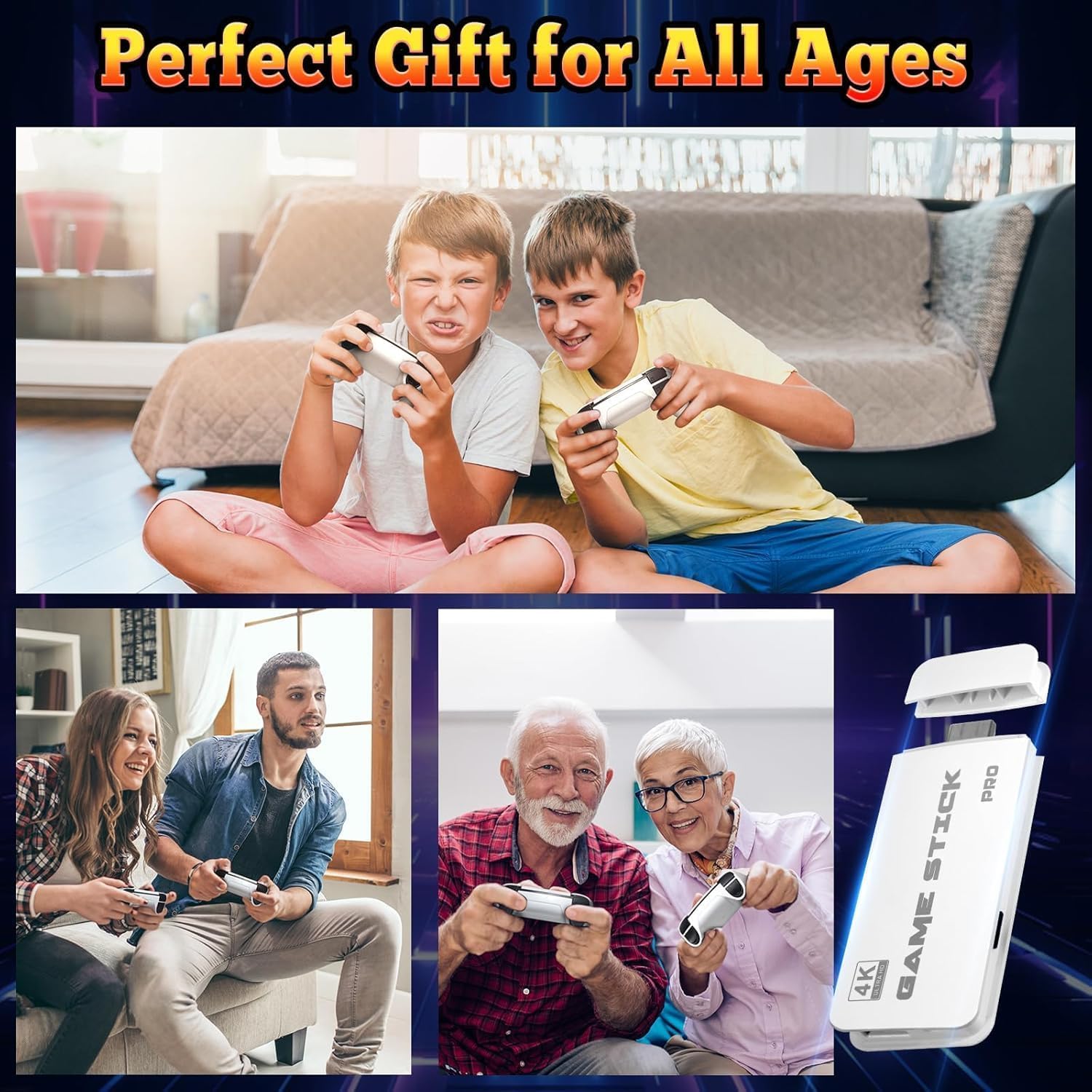 Imagen de Consola de Juegos Retro, Game Stick 20,000+ Juegos Clásicos, Plug & Play HDMI, Consola Portáti 2 Mandos Inalámbricos, Regalo para Niños y Adultos (64G)