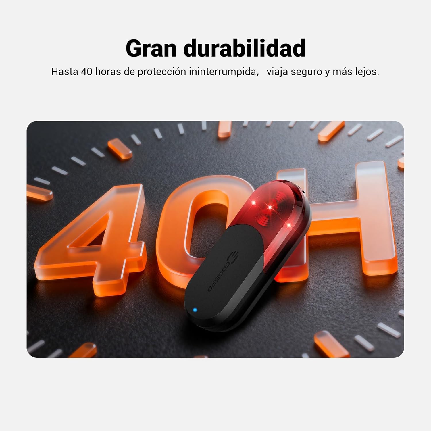 Imagen de COOSPO TR70 Luz Trasera Radar Inteligente Bicicleta, 140m Detección, Bluetooth & Ant+ Conexión Dual, 7 Modos, 40h Batería, IP67 Impermeable VTT & Carretera