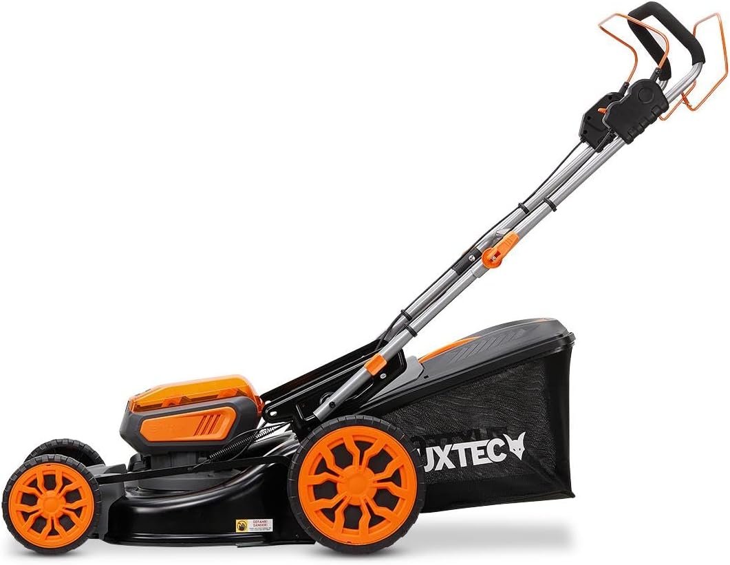 Imagen de Cortacésped inalámbrico FUXTEC 40V FX-E2RM46PROSET con tracción, 46 cm, Altura 25–100 mm, Mulching, recogedor 50 L, 2 baterías 5Ah + Cargador rápido