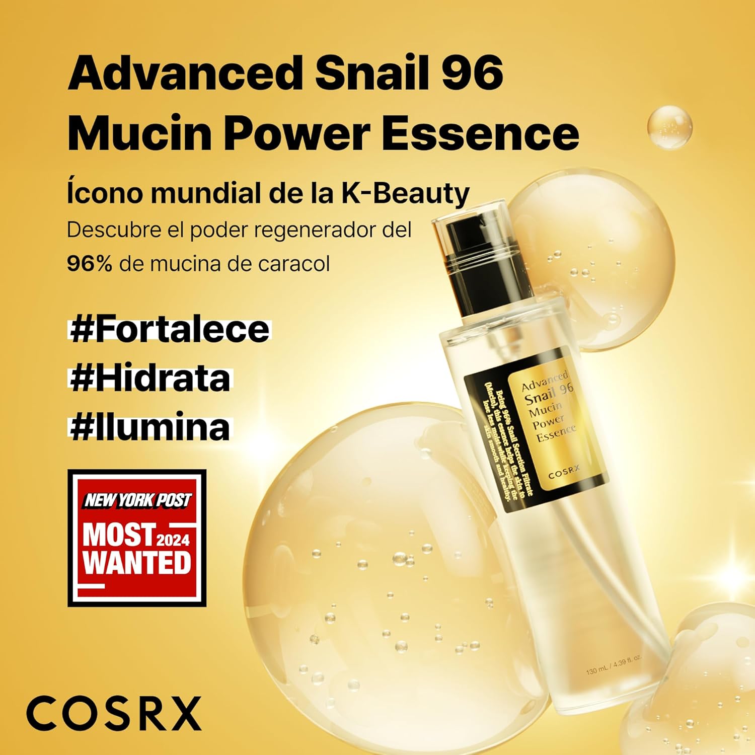 Imagen de COSRX Snail Mucin 96% Power Face Serum 3.38 fl oz 100ml, Serum Hidratante para el Rostro, Cuidado Personal, Piel Brillante bajo el Maquillaje, Cuidado de la Piel Coreano, Belleza Coreana