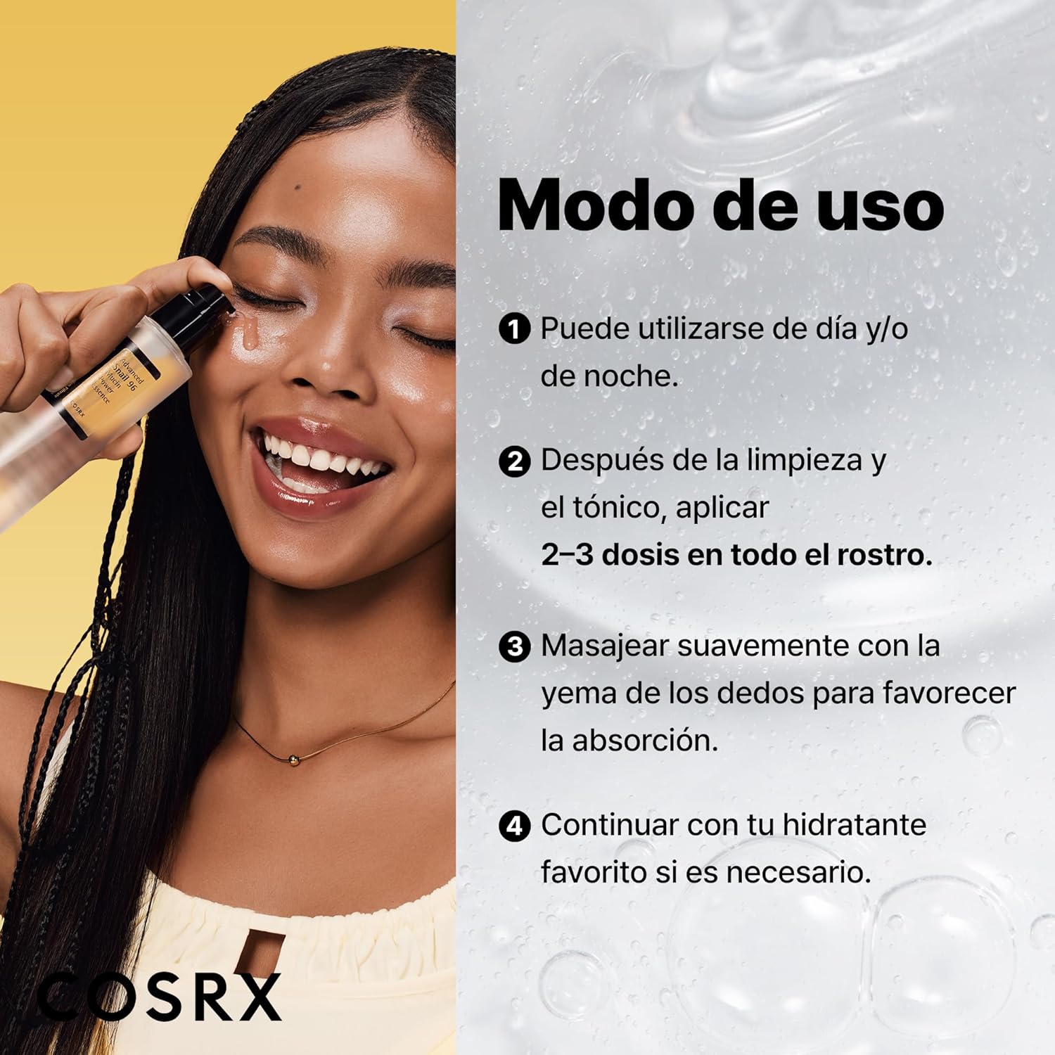 Imagen de COSRX Snail Mucin 96% Power Face Serum 3.38 fl oz 100ml, Serum Hidratante para el Rostro, Cuidado Personal, Piel Brillante bajo el Maquillaje, Cuidado de la Piel Coreano, Belleza Coreana