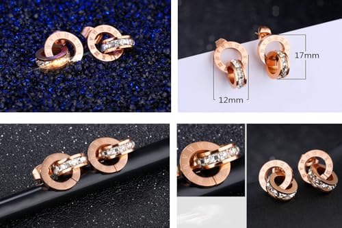 Imagen de Crystalline Azuria Mujer 18ct Chapado en Oro Rosa Blanco Cristales Redondo Juego de joyas Collar con Colgante 45 cm Pendientes para Mujer y Niña