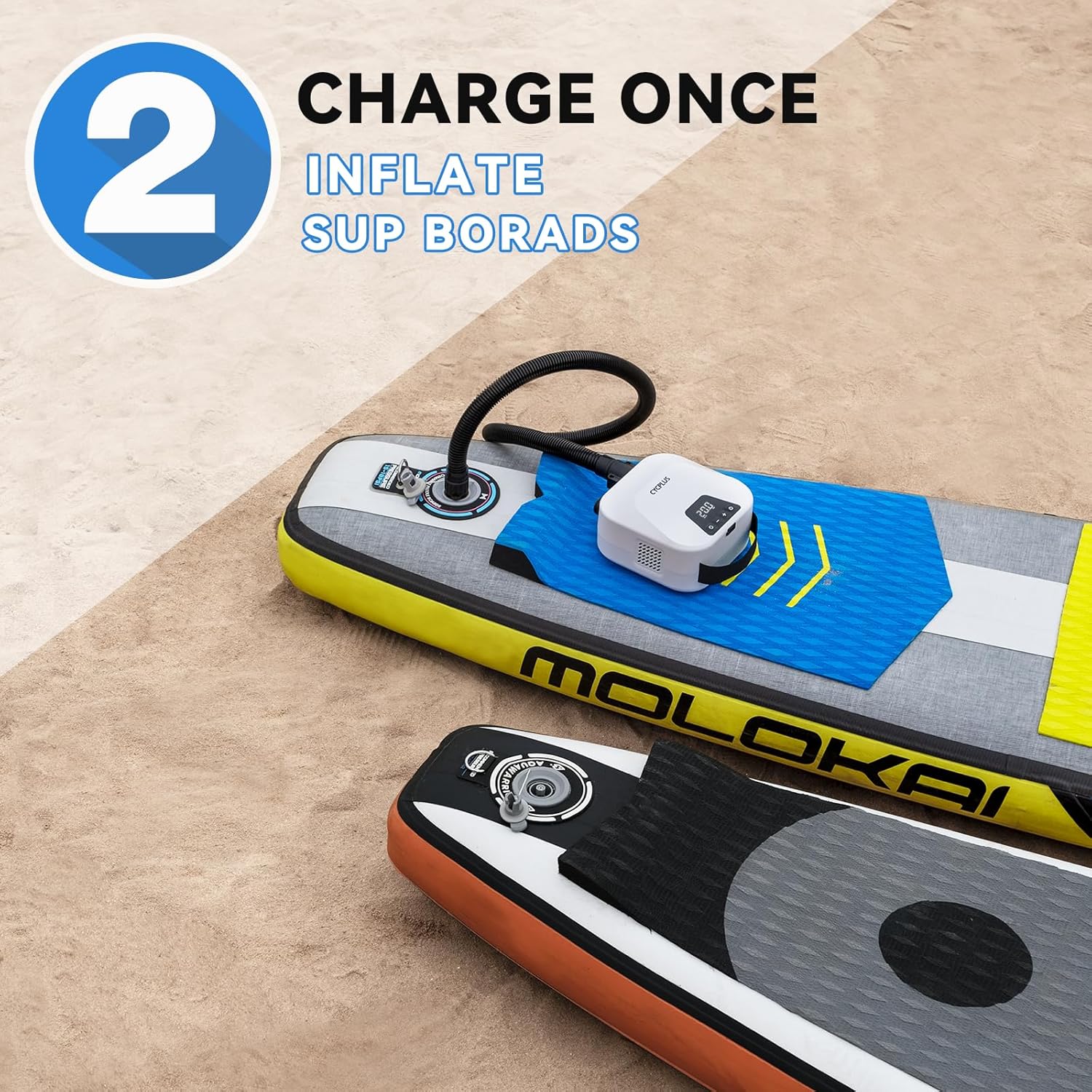 Imagen de CYCPLUS Bomba de Aire Inteligente 20PSI para Sup, con Batería Recargable y Función de Inflado/Desinflado Inteligente. Ideal para Tablas de Paddle, Cometas, Tiendas de Campaña y Colchones