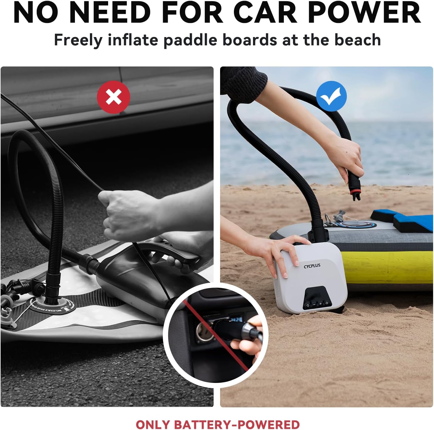 Imagen de CYCPLUS Bomba de Aire Inteligente 20PSI para Sup, con Batería Recargable y Función de Inflado/Desinflado Inteligente. Ideal para Tablas de Paddle, Cometas, Tiendas de Campaña y Colchones