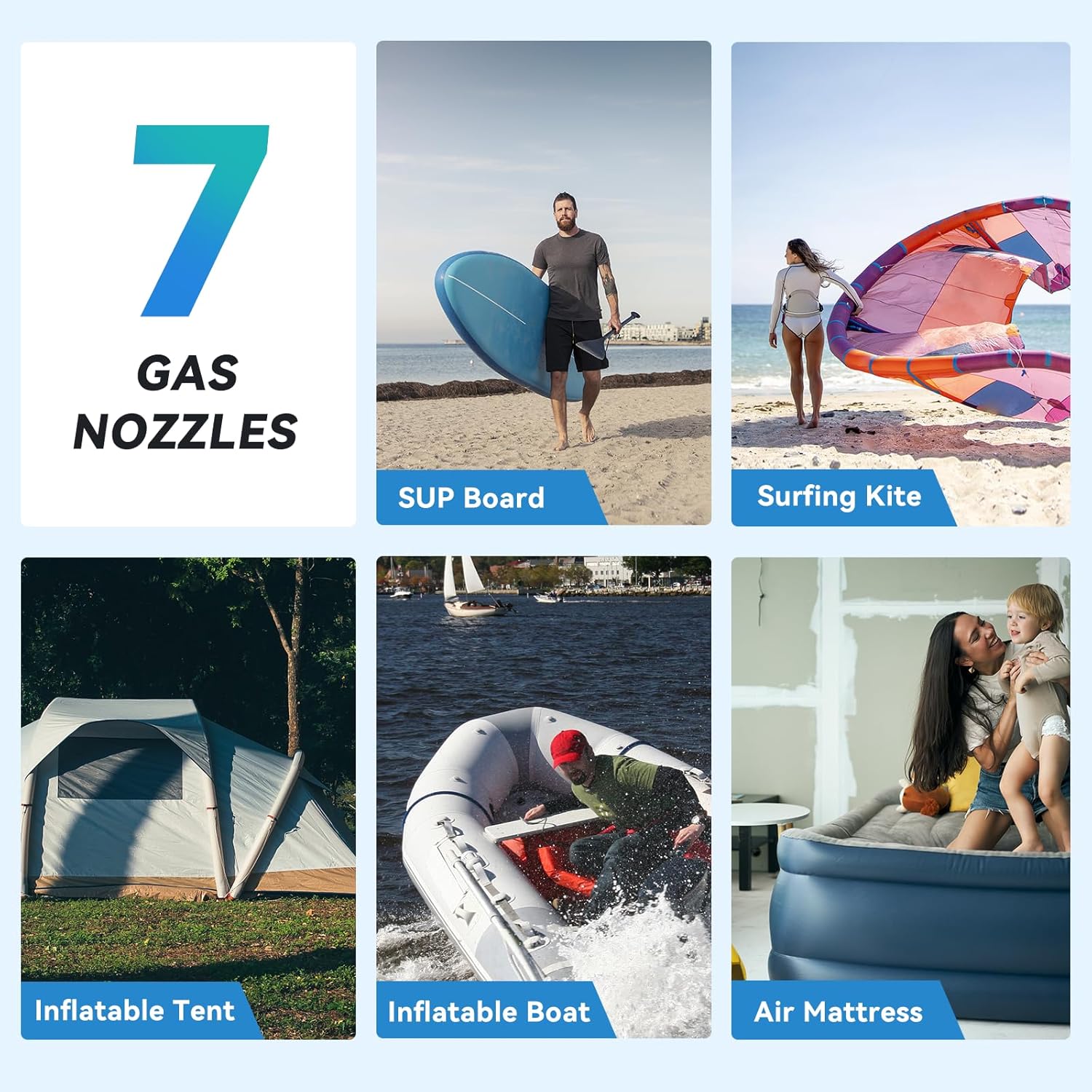 Imagen de CYCPLUS Bomba de Aire Inteligente 20PSI para Sup, con Batería Recargable y Función de Inflado/Desinflado Inteligente. Ideal para Tablas de Paddle, Cometas, Tiendas de Campaña y Colchones