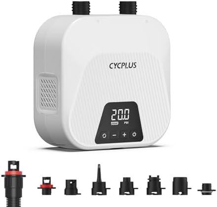Imagen de CYCPLUS Bomba de Aire Inteligente 20PSI para Sup, con Batería Recargable y Función de Inflado/Desinflado Inteligente. Ideal para Tablas de Paddle, Cometas, Tiendas de Campaña y Colchones