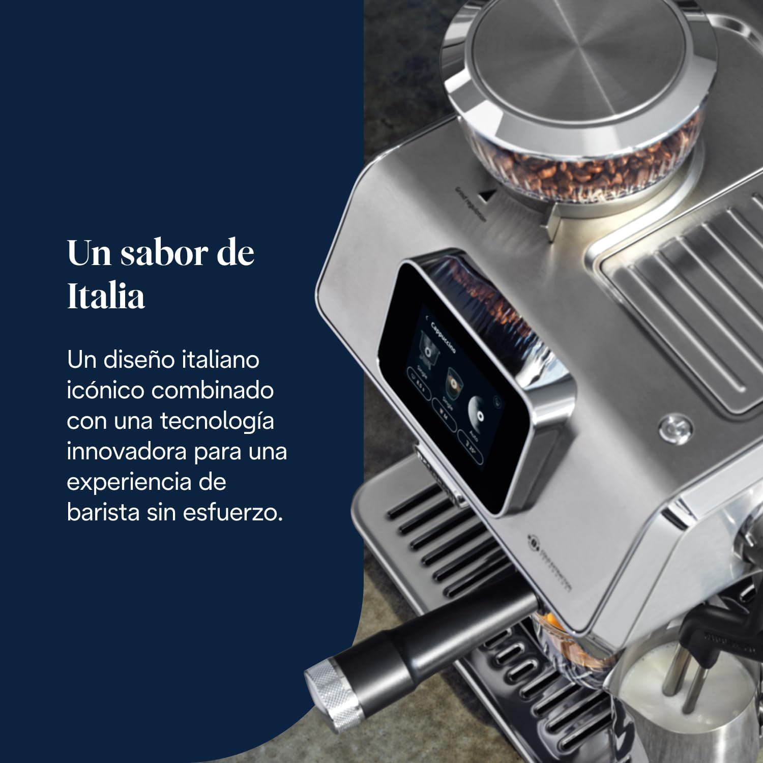 Imagen de De’Longhi La Specialista Touch – Perfetto Cafetera Espresso, Molinillo Integrado, 10 Bebidas One-Touch, Cold Brew, Espumador Leche Automático y Manual, Pantalla Táctil, Metal (EC9455.M)