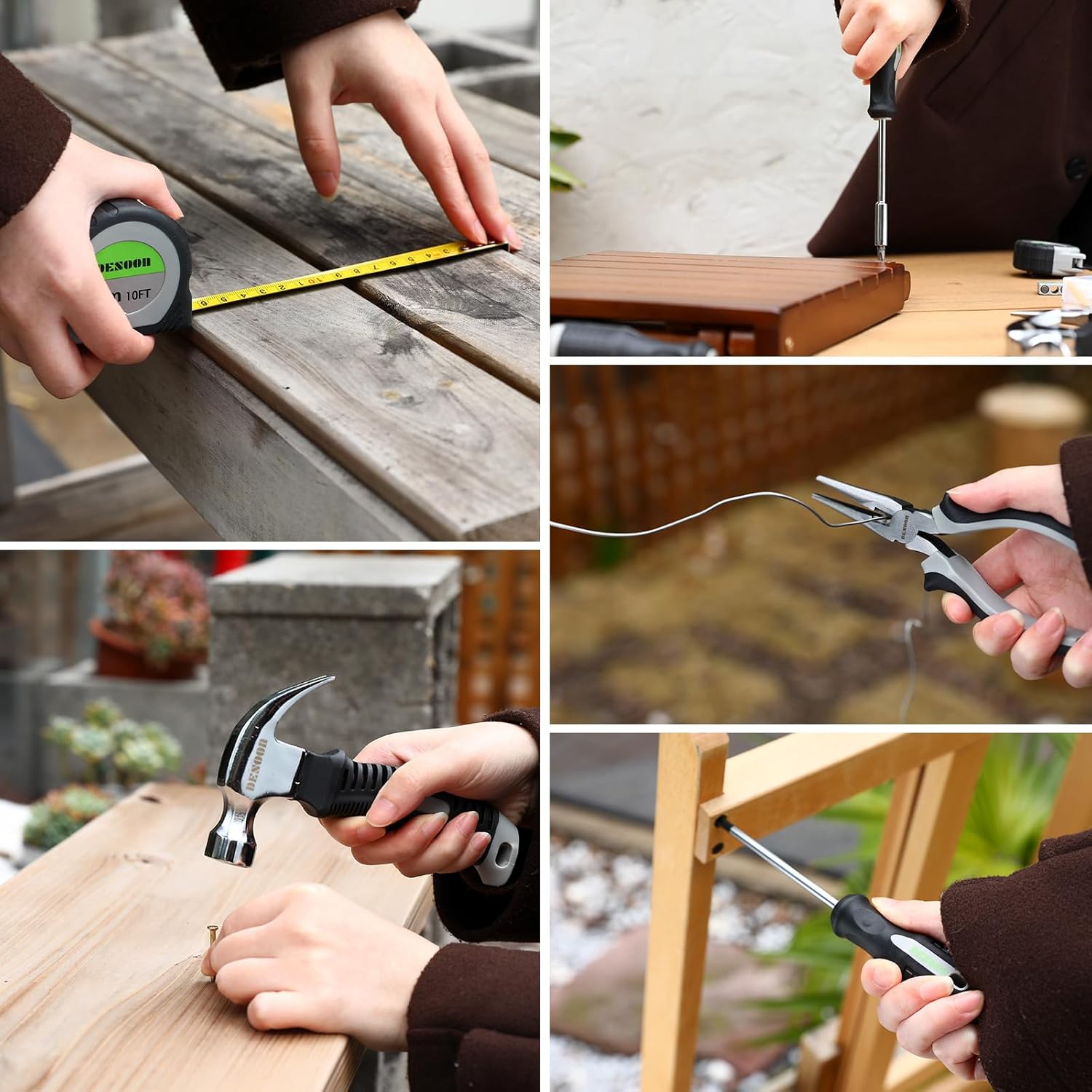 Imagen de DESOON Caja Herramientas Completa Eléctricas 151 Piezas con 12V Taladro Eléctrico sin Cuerda, Caja profesional de Herramientas Domésticas de Bricolaje para Oficinas y Jardín