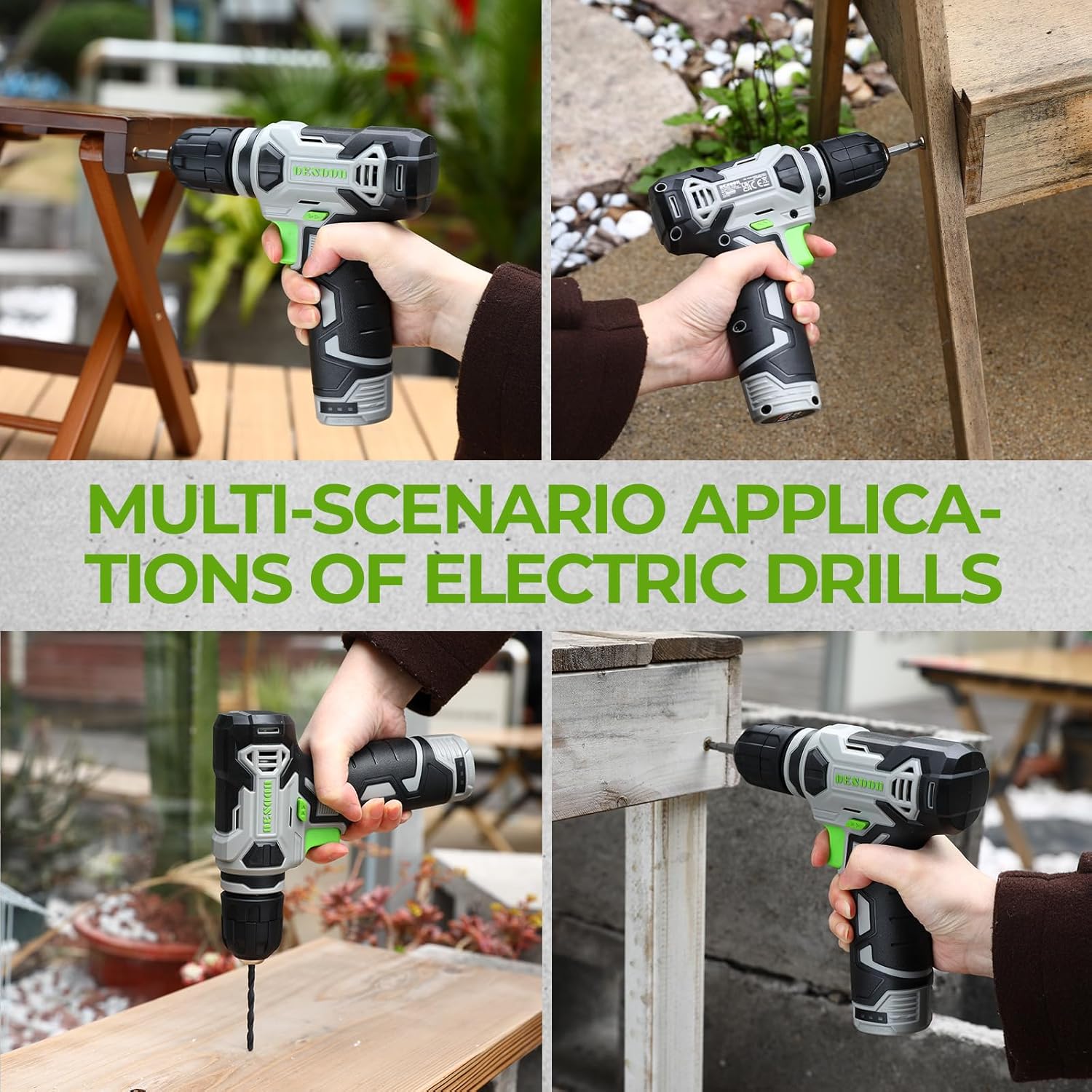 Imagen de DESOON Caja Herramientas Completa Eléctricas 151 Piezas con 12V Taladro Eléctrico sin Cuerda, Caja profesional de Herramientas Domésticas de Bricolaje para Oficinas y Jardín