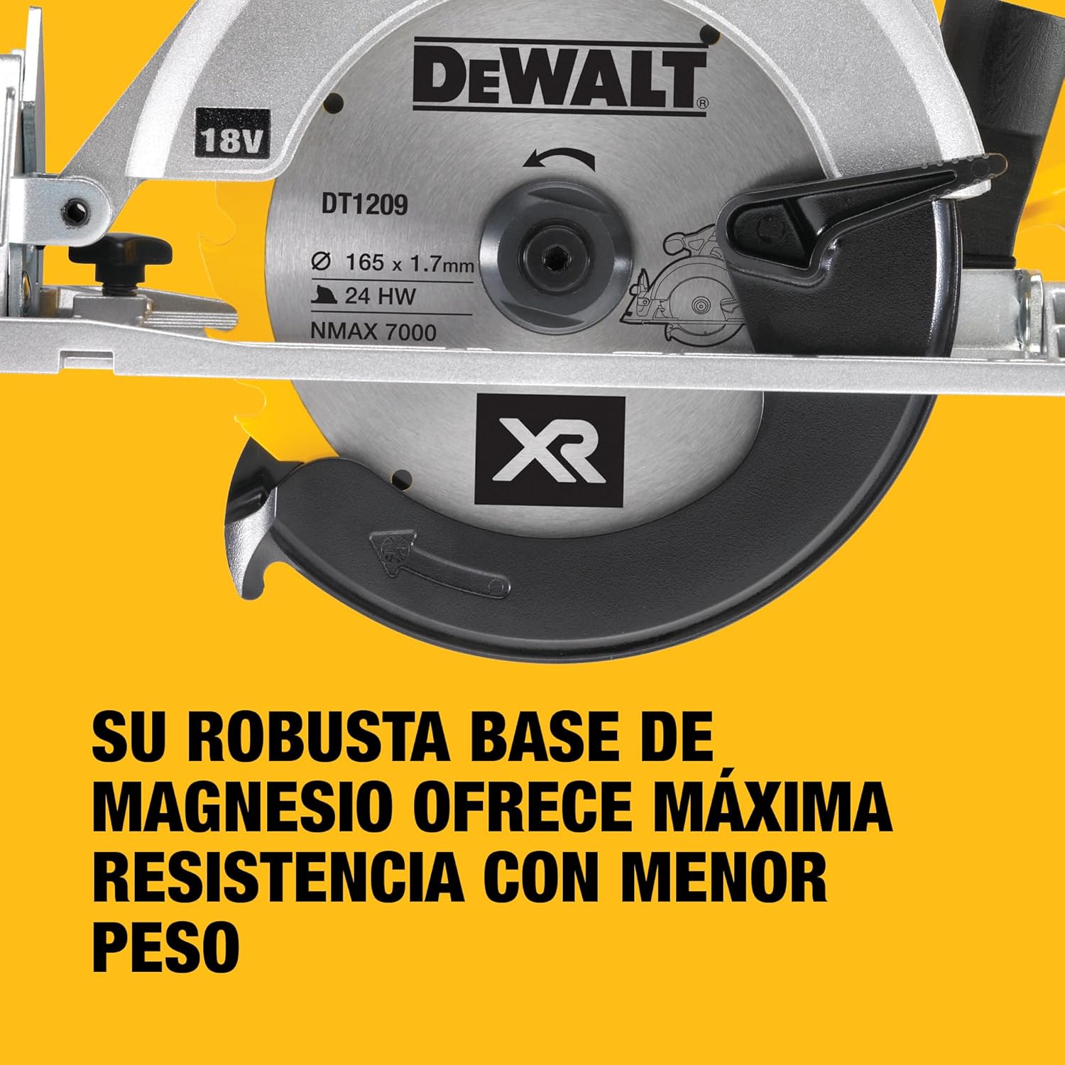 Imagen de DEWALT Sierra Circular XR 18V, 460W, Disco de 165 mm, Profundidad de Corte Max. 55 mm, Velocidad 5150 rpm, Empuñadura Ergonómica, Incluye Maletín TSTAK, Sin Batería ni Cargador, DCS391NT-XJ
