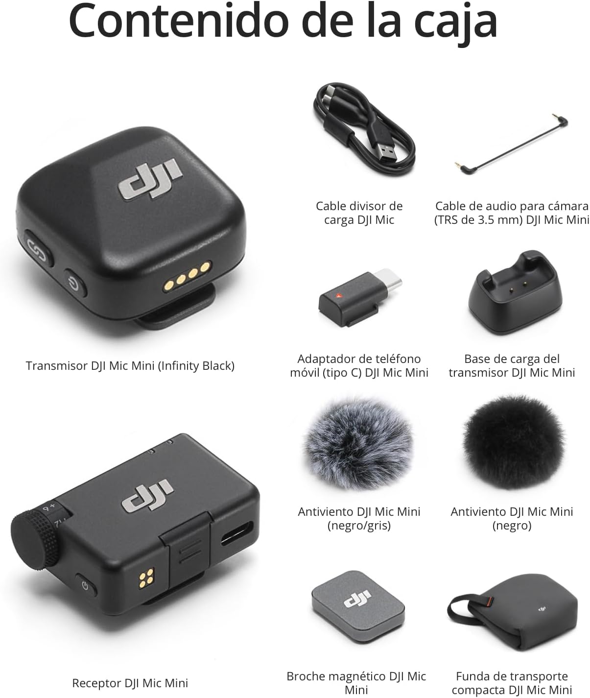 Imagen de DJI Mic Mini Micrófono Inalámbrico (1 TX + 1 RX), cancelación de Ruido, límite automático, micrófono inalámbrico Profesional para cámaras/iPhone/Android, Vlogs, Streaming, transmisión a 400 m