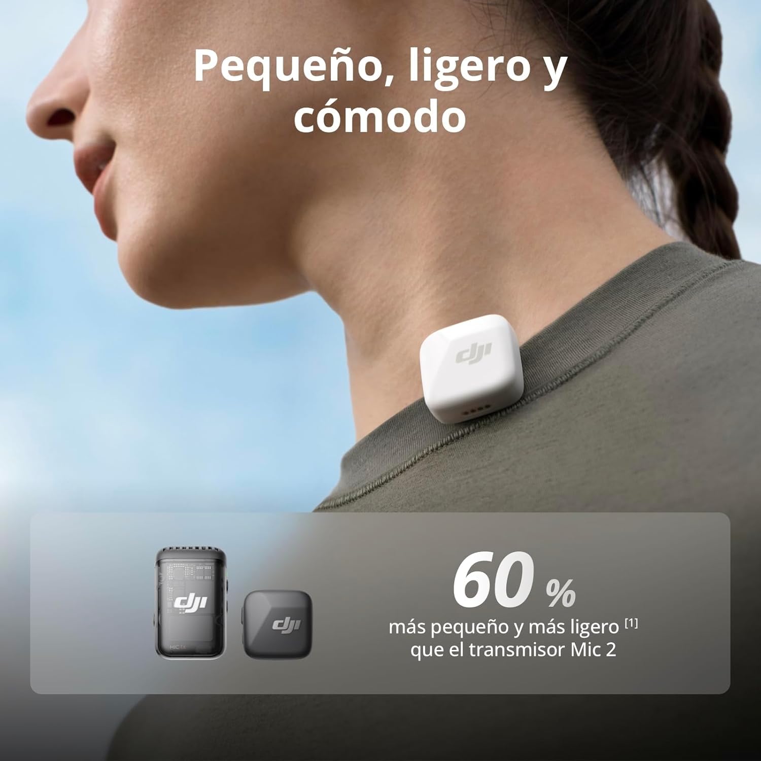 Imagen de DJI Mic Mini Micrófono Inalámbrico (1 TX + 1 RX), cancelación de Ruido, límite automático, micrófono inalámbrico Profesional para cámaras/iPhone/Android, Vlogs, Streaming, transmisión a 400 m