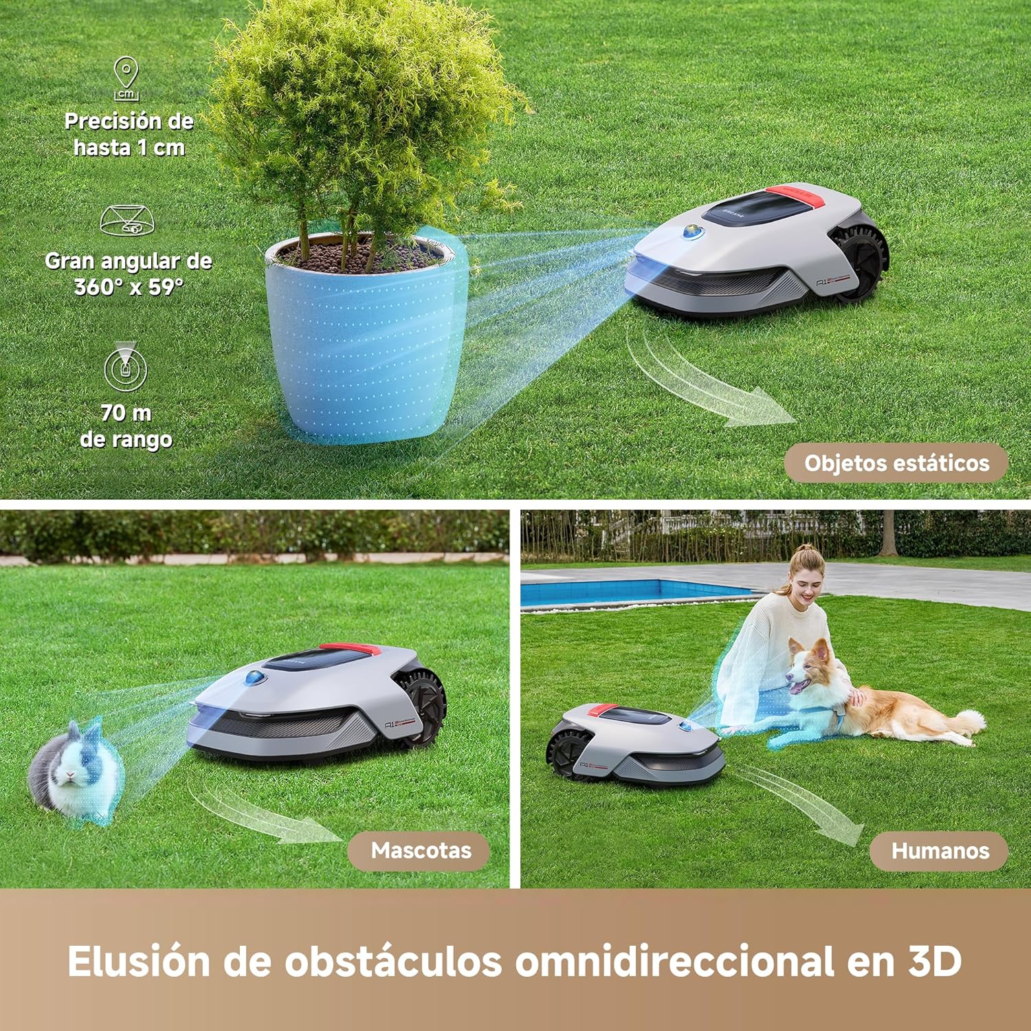 Imagen de DREAME A1 Pro Robot Cortacésped sin Cables Perimetrales, LiDAR 3D de 360°, Recomendado para 2000 m², Control por Aplicación, Gestión Intuitiva de Zonas, Detección Inteligente de Obstáculos