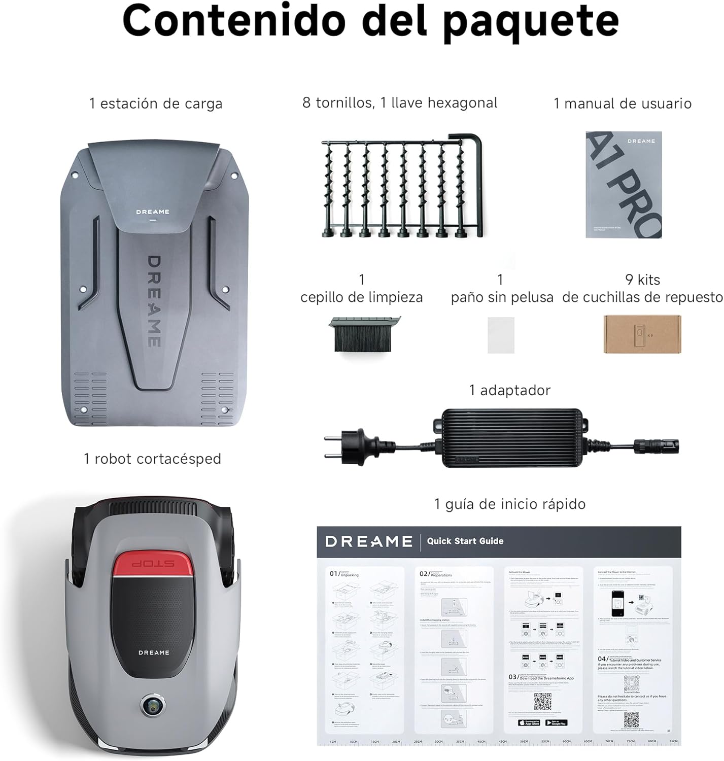 Imagen de DREAME A1 Pro Robot Cortacésped sin Cables Perimetrales, LiDAR 3D de 360°, Recomendado para 2000 m², Control por Aplicación, Gestión Intuitiva de Zonas, Detección Inteligente de Obstáculos