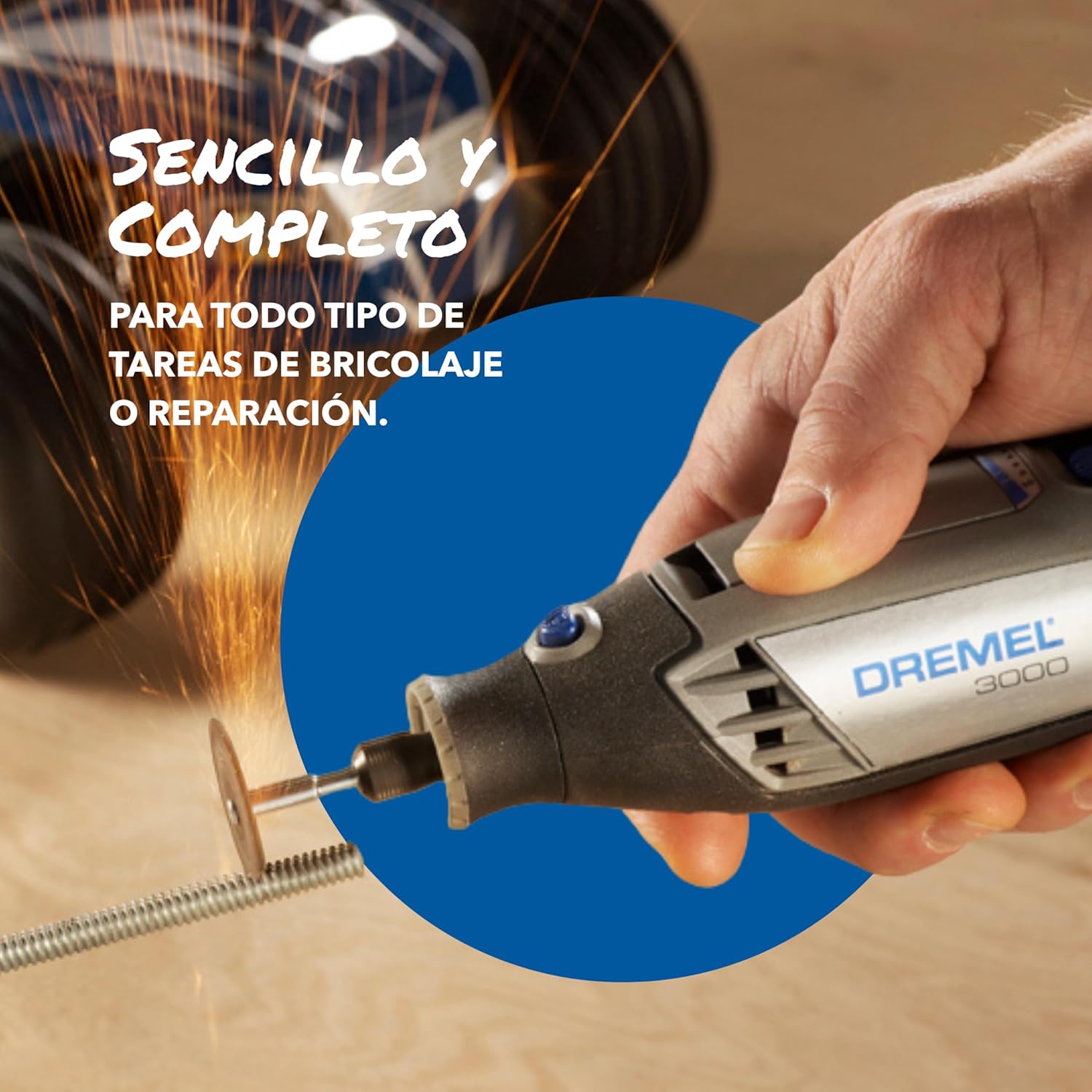 Imagen de Dremel 3000 - Multiherramienta 130 W, kit con 1 complemento y 25 accesorios y estuche, velocidad variable 10.000 - 33.000 rpm para tallar, grabar, fresar, amolar, limpiar, pulir, cortar y lijar