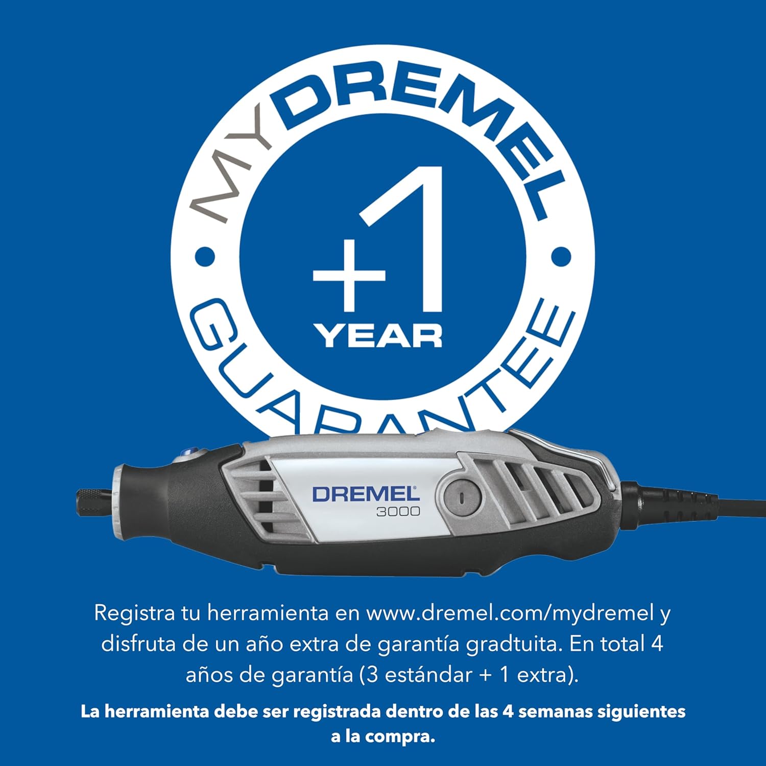 Imagen de Dremel 3000 - Multiherramienta 130 W, kit con 1 complemento y 25 accesorios y estuche, velocidad variable 10.000 - 33.000 rpm para tallar, grabar, fresar, amolar, limpiar, pulir, cortar y lijar