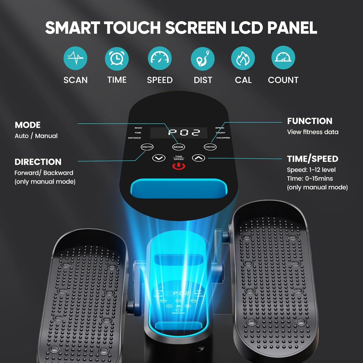 Imagen de Dripex Mini Eliptica Electrica, Pedaleador Electrico Silencioso con 12 Niveles y 6 Programas, Panel LCD y Control Remoto, Elipticas Fitness Casa Compacta y Portátil