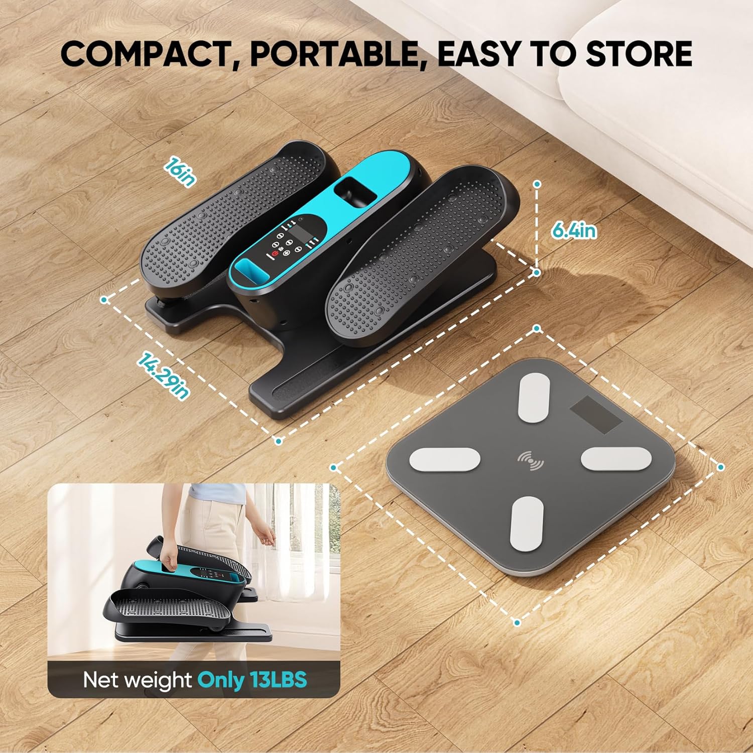 Imagen de Dripex Mini Eliptica Electrica, Pedaleador Electrico Silencioso con 12 Niveles y 6 Programas, Panel LCD y Control Remoto, Elipticas Fitness Casa Compacta y Portátil