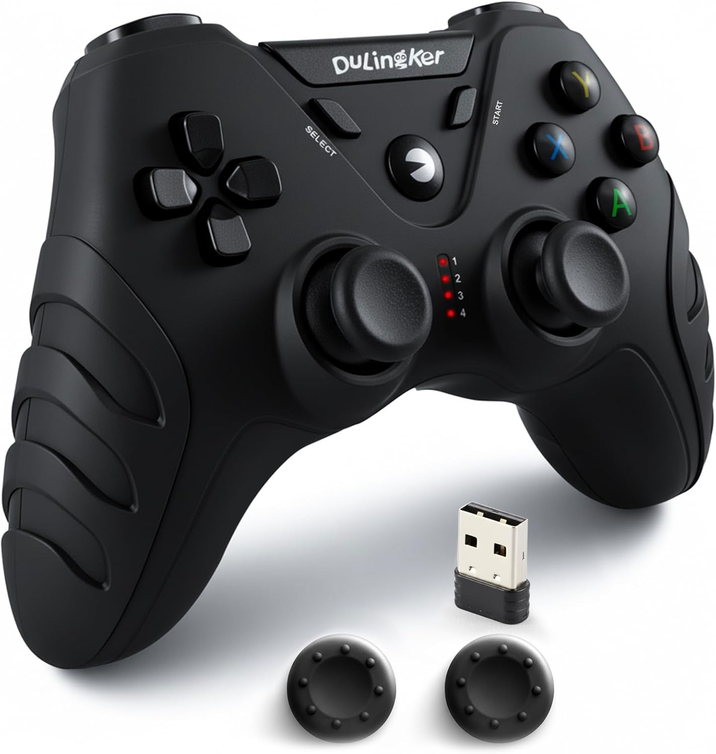 Imagen de DuLingKer Mando PC Inalámbrico, Mando PS3 PC Gamepad con Hall Effect Joystick y Doble Vibración, Inalámbrico 2,4G Game Mandos para Windows 11 10 8 7, PS3, Android TV, TV Box, Steam, Raspberry Pi