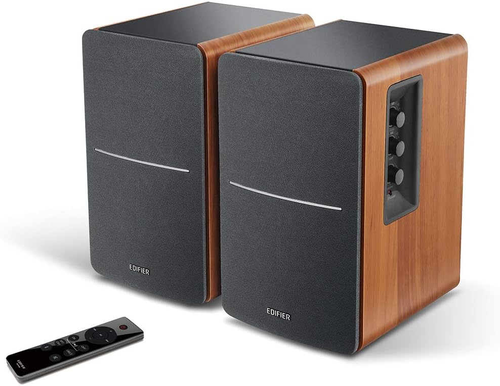 Imagen de Edifier Altavoces Activos de estantería con Bluetooth R1280DBs- Entrada óptica - Altavoces de Estudio Tipo Monitor 2.0 Wireless - 42W RMS con Salida de línea para subwoofer - Grano de Madera