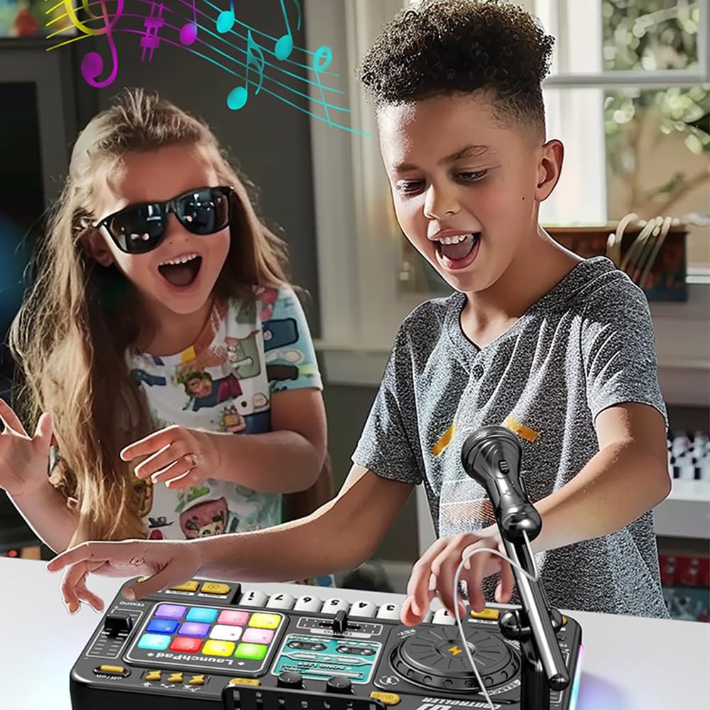 Imagen de El mezclador de DJ y el reproductor de discos para niños se pueden conectar al micrófono Bluetooth