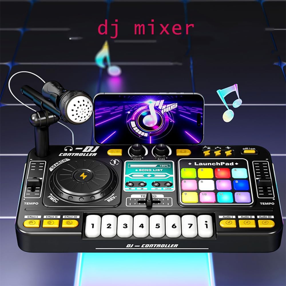 Imagen de El mezclador de DJ y el reproductor de discos para niños se pueden conectar al micrófono Bluetooth