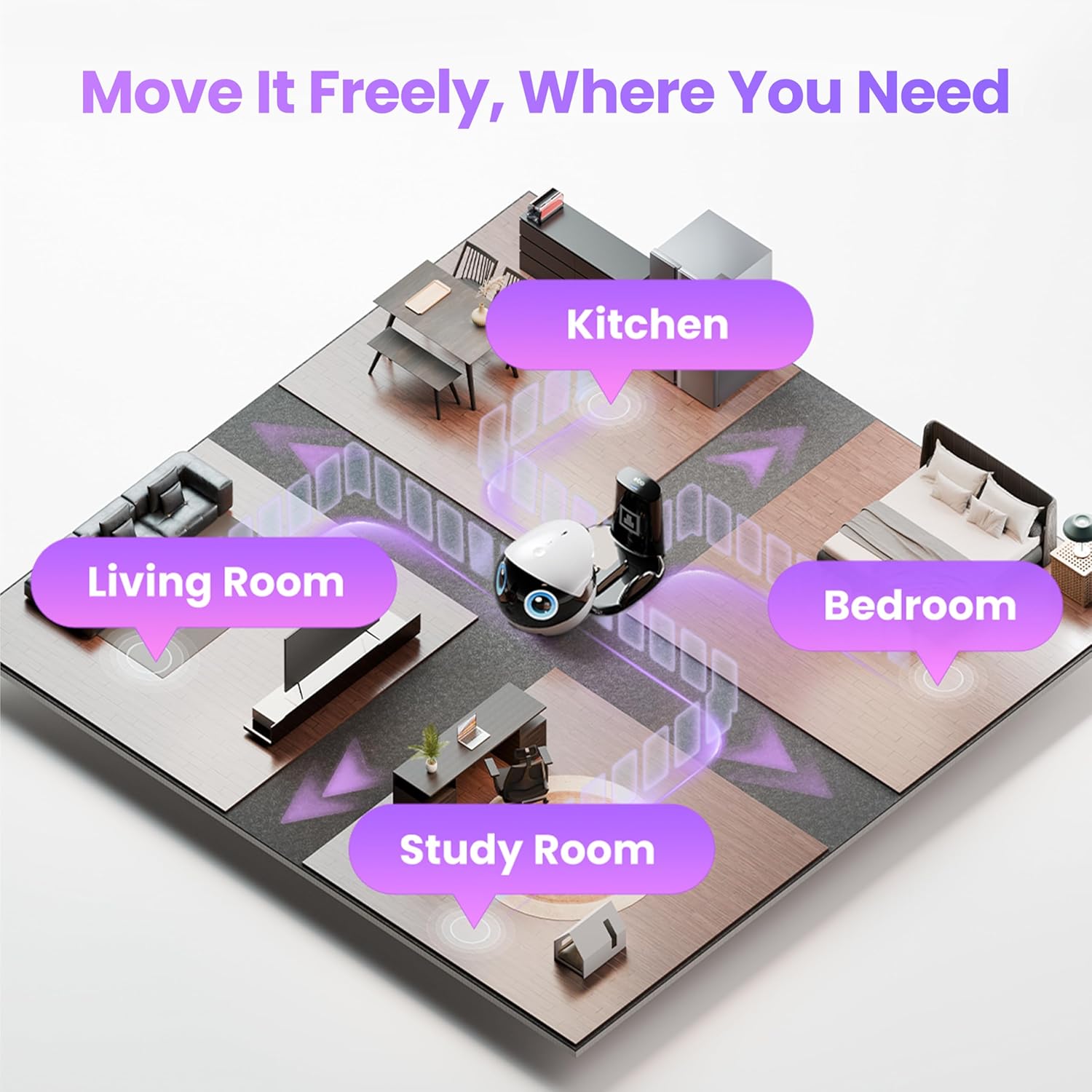 Imagen de Enabot EBO Air 2 Plus FamilyBot, Robot Móvil IA, Cámara Vigilancia 3K para el Hogar & Mascotas, Audio Bidireccional, Batería, Imagen Facial Personalizada (Gris Orbita)