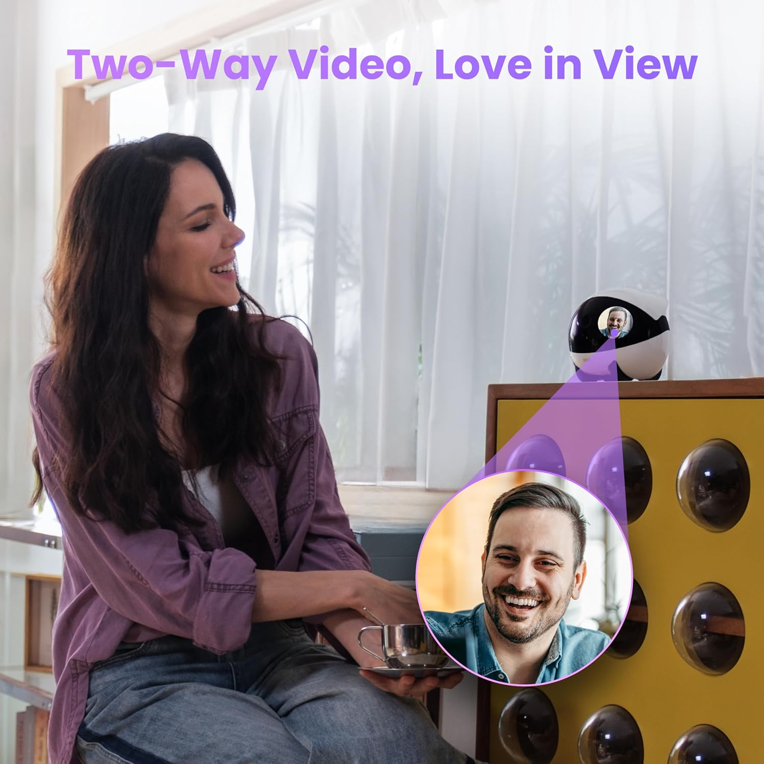 Imagen de Enabot EBO Air 2 Plus FamilyBot, Robot Móvil IA, Cámara Vigilancia 3K para el Hogar & Mascotas, Audio Bidireccional, Batería, Imagen Facial Personalizada (Gris Orbita)