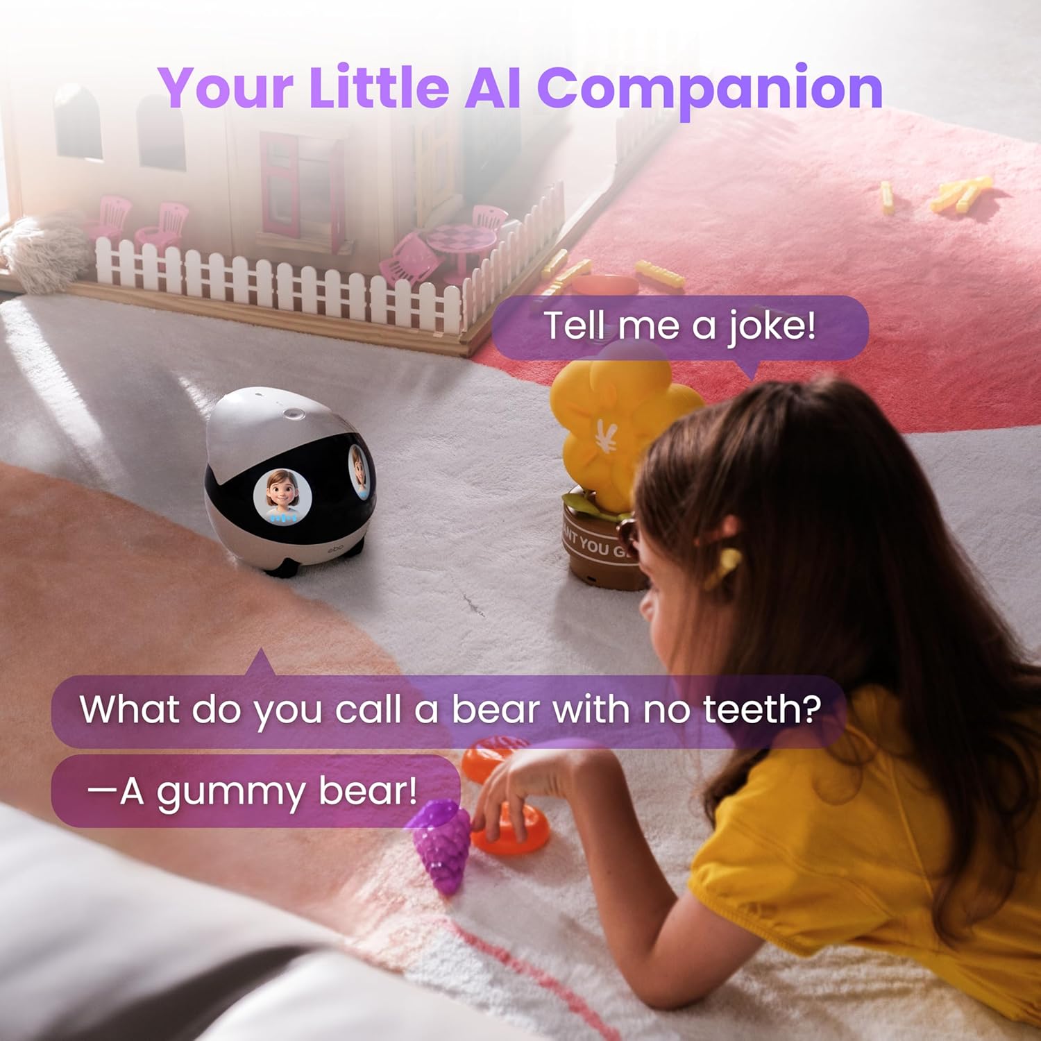 Imagen de Enabot EBO Air 2 Plus FamilyBot, Robot Móvil IA, Cámara Vigilancia 3K para el Hogar & Mascotas, Audio Bidireccional, Batería, Imagen Facial Personalizada (Gris Orbita)