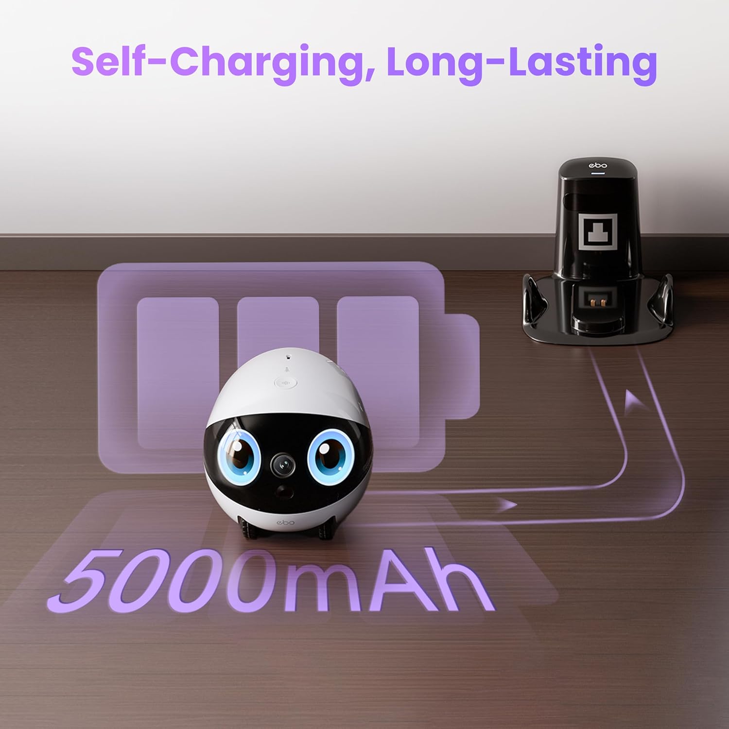 Imagen de Enabot EBO Air 2 Plus FamilyBot, Robot Móvil IA, Cámara Vigilancia 3K para el Hogar & Mascotas, Audio Bidireccional, Batería, Imagen Facial Personalizada (Gris Orbita)