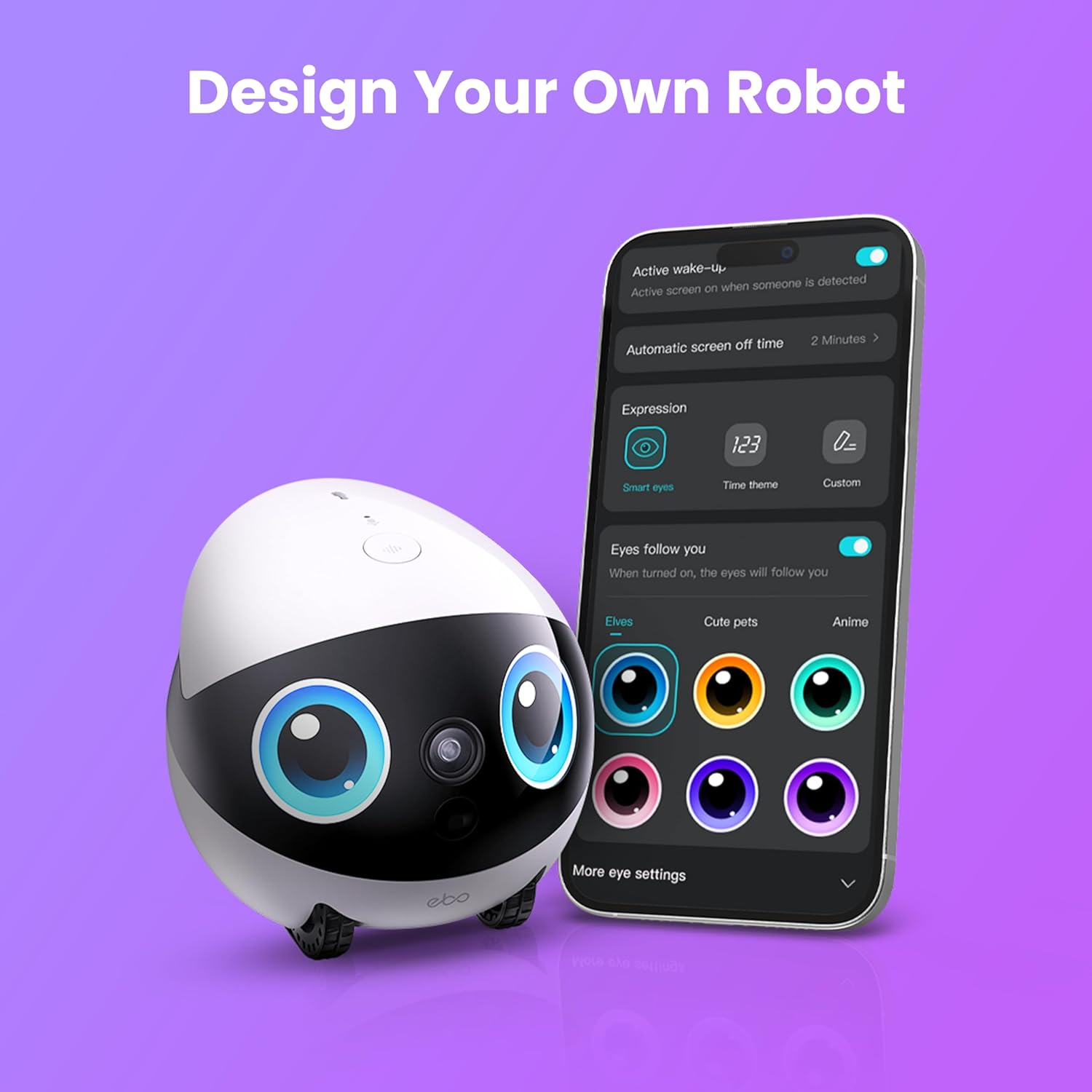 Imagen de Enabot EBO Air 2 Plus FamilyBot, Robot Móvil IA, Cámara Vigilancia 3K para el Hogar & Mascotas, Audio Bidireccional, Batería, Imagen Facial Personalizada (Gris Orbita)