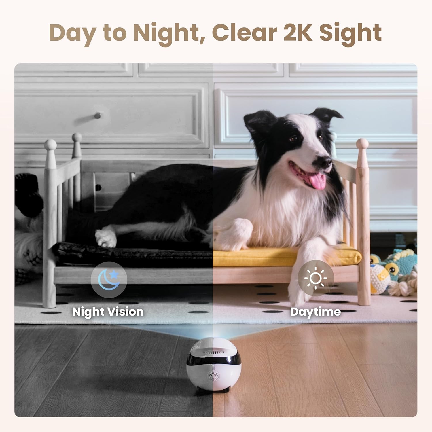 Imagen de Enabot EBO Cámara para mascotas Air 2 con aplicación, 2 K cámaras móviles para mascotas con expresiones faciales personalizables, cámara inalámbrica para gatos con visión nocturna, cámara para perros