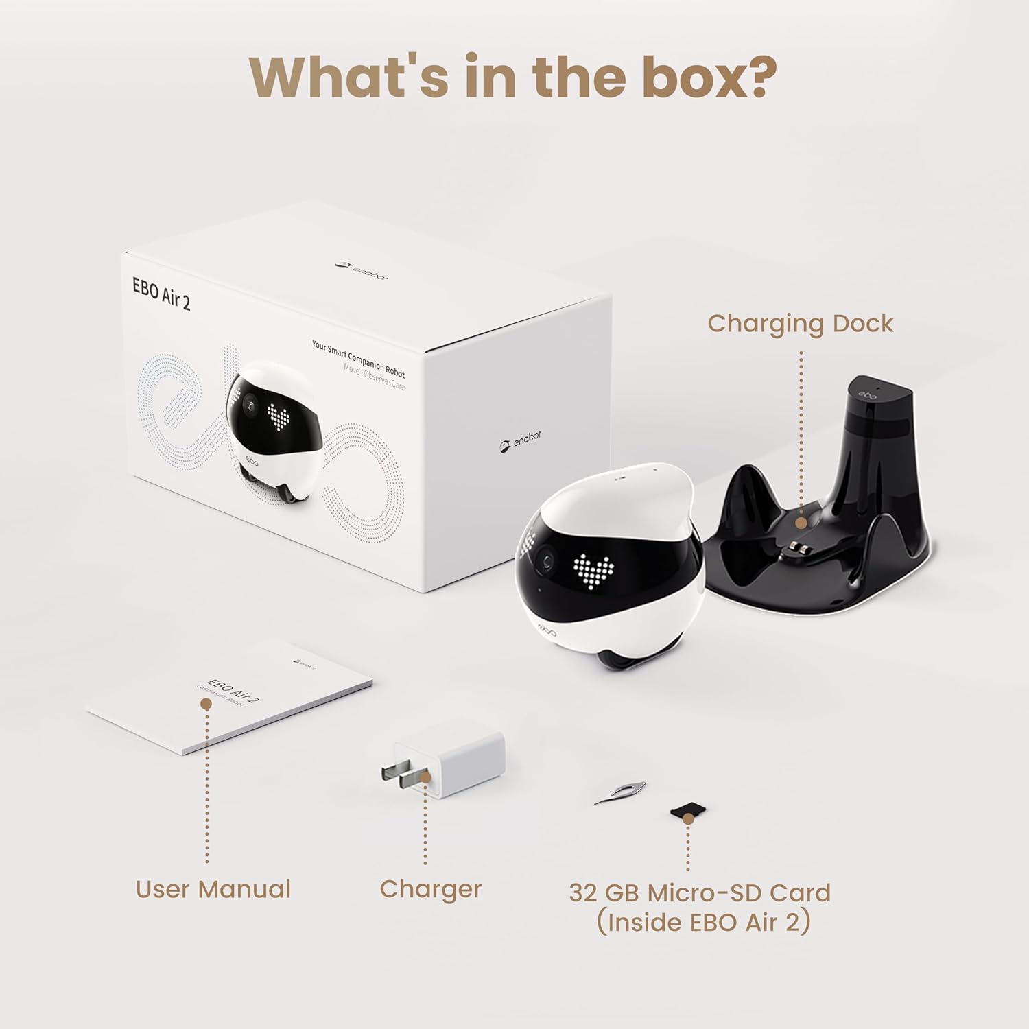 Imagen de Enabot EBO Cámara para mascotas Air 2 con aplicación, 2 K cámaras móviles para mascotas con expresiones faciales personalizables, cámara inalámbrica para gatos con visión nocturna, cámara para perros