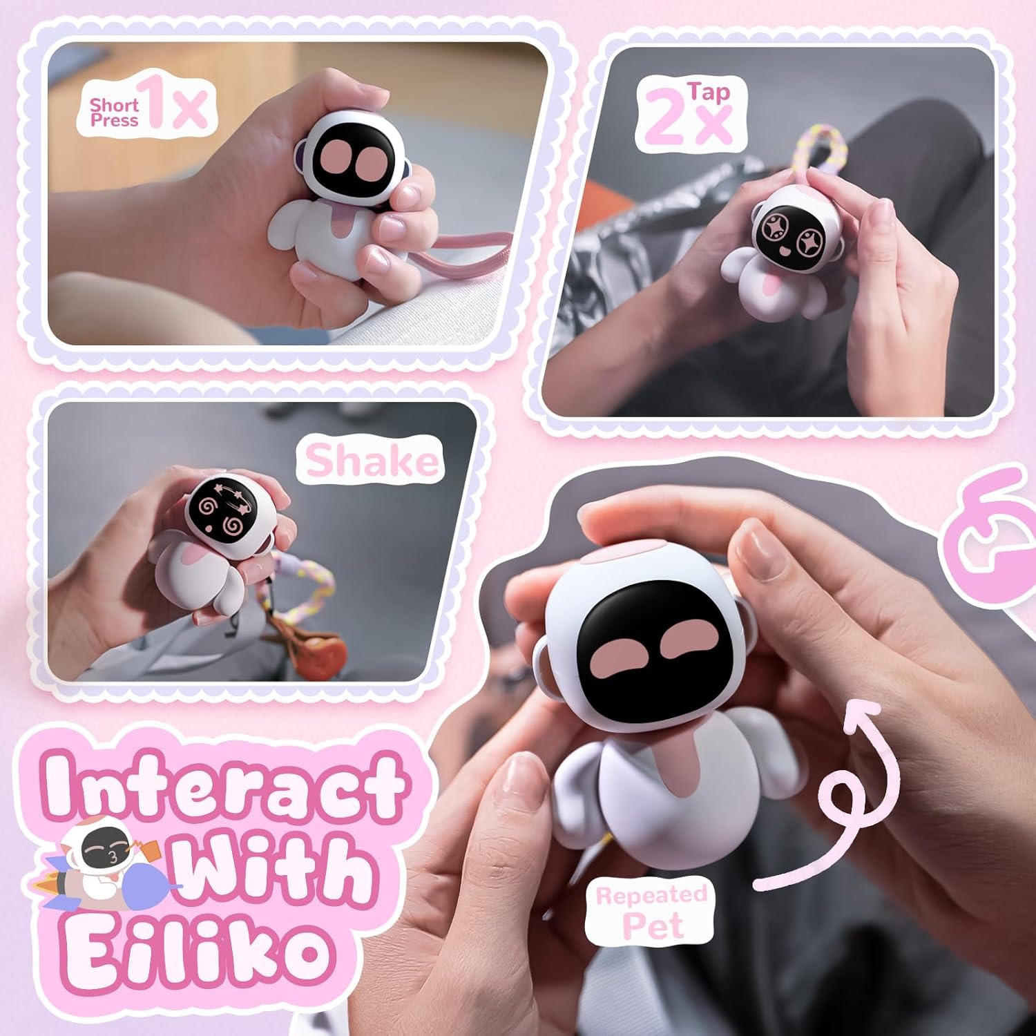 Imagen de ENERGIZE LAB Eiliko Lover Set - Robot Eilik portátil con IA, divertidos juguetes electrónicos colgantes, regalos para parejas y mejores amigos.