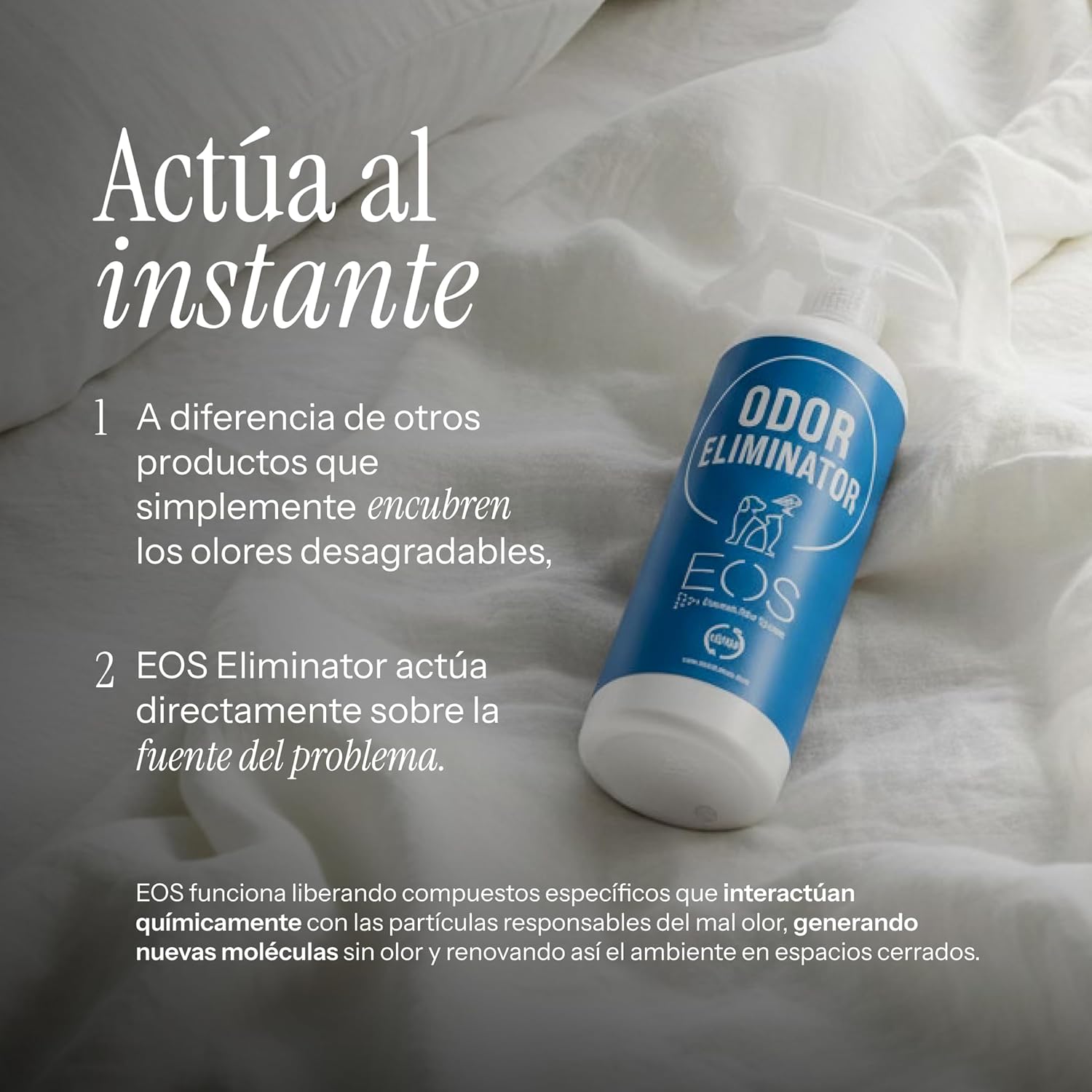 Imagen de EOS (1 litro) Eliminador de olores Mascotas al instante. Anti olor orines de Perros, Gatos. Aplicar en sofás, arenero, cesped, Coche. Detergente enzimatico, Repelente de micciones gatos.