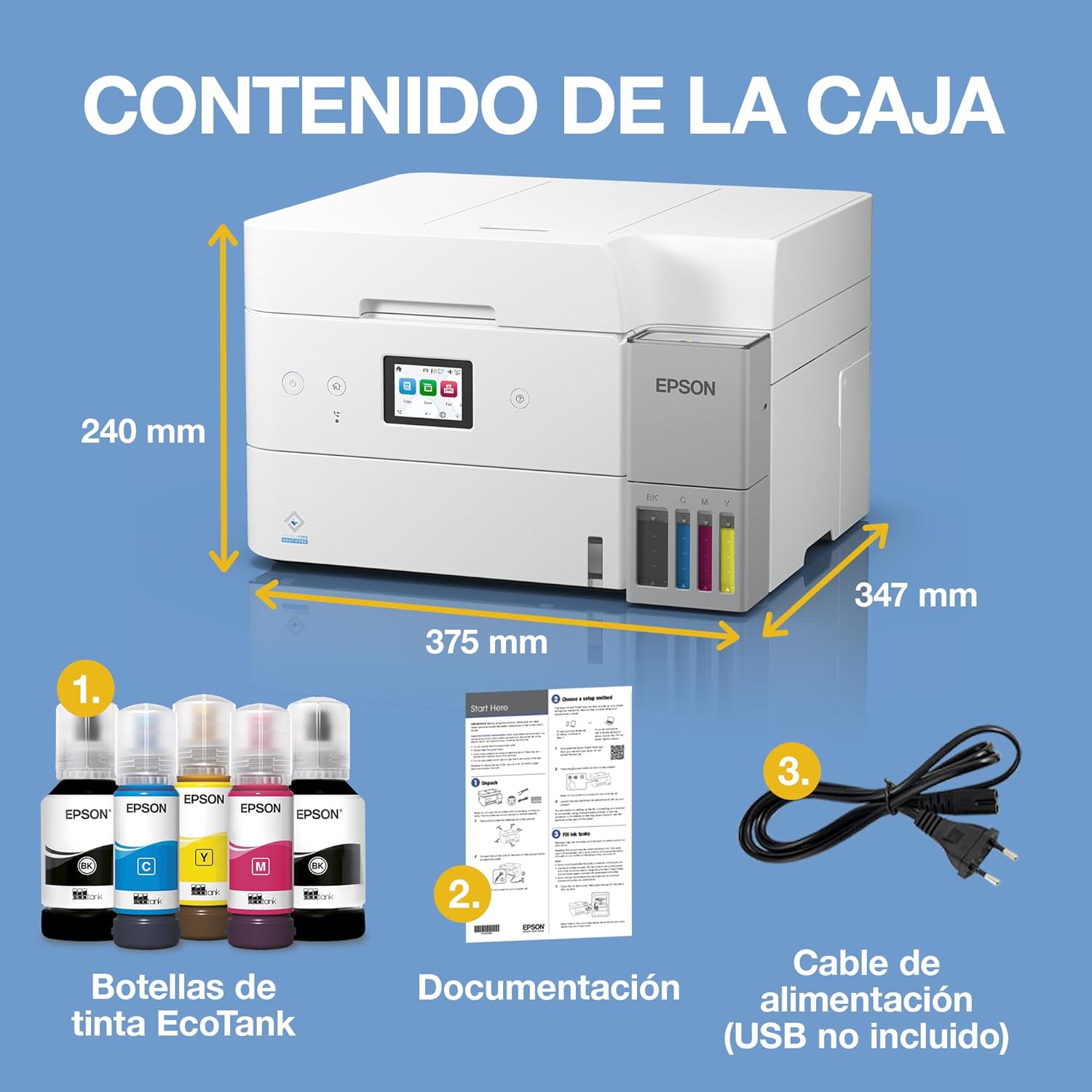 Imagen de Epson EcoTank ET-4956 Impresora de Depósito de Tinta | Teletrabajo | Wi-Fi, Ethernet | A4 | Doble Cara | Imprimir, Copiar, Escanear, Fax | Pantalla Táctil 6,1cm | ADF | Tinta Incluida para 3 Años